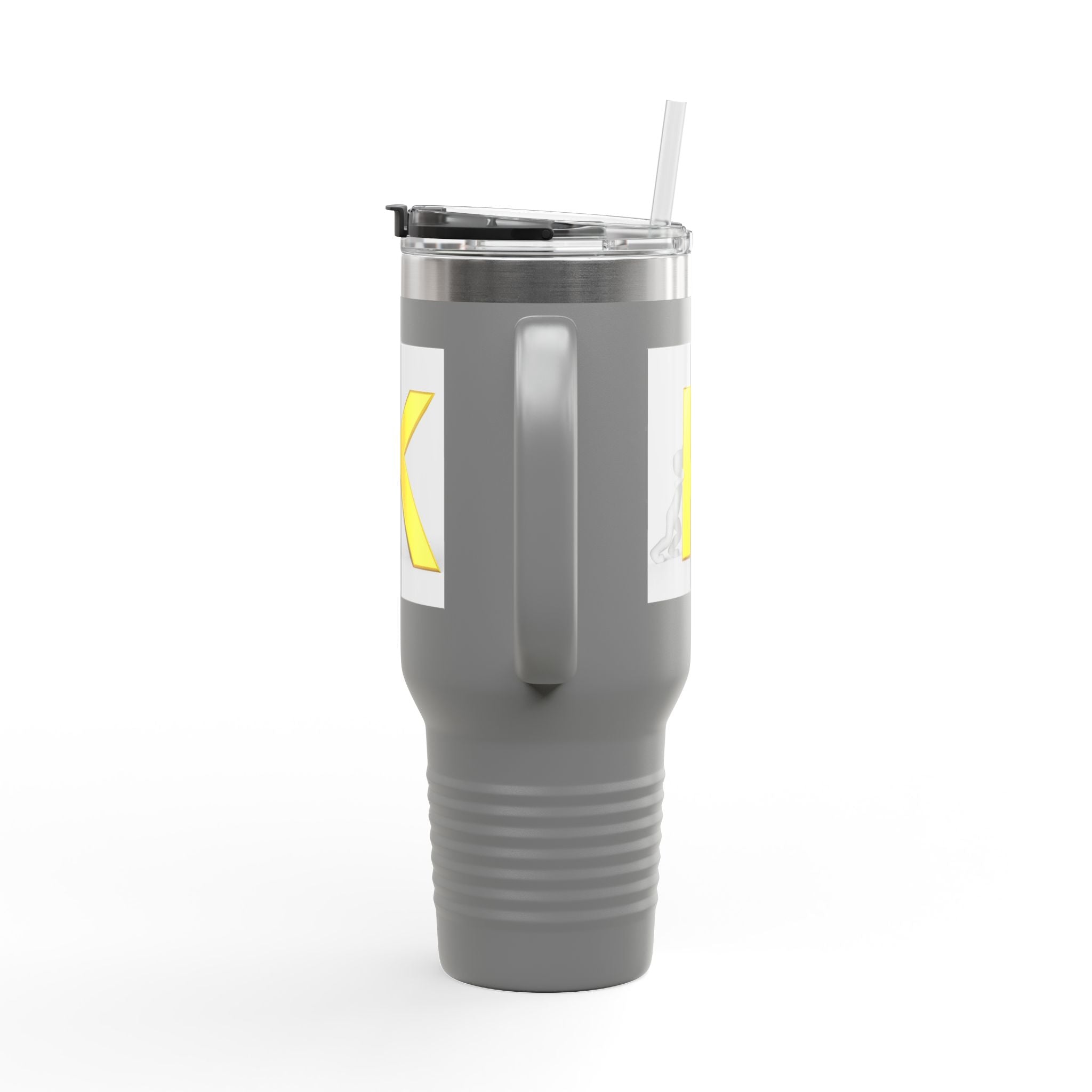 Yellow 3D Letter K monogram Insulated Travel Mug | 40oz