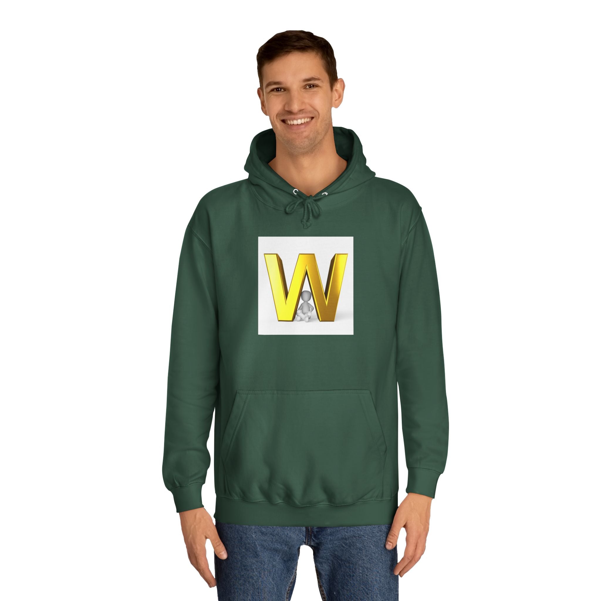 Gold 3D Letter W Hoodie | Monogram Initial Sweatshirt