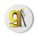 Golden Letter G with Worker Ladder Ceramic Coaster | Initial Monogram Coaster