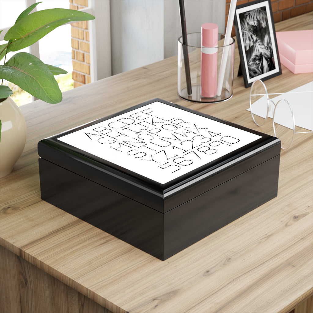 Dot Alphabet Monogram Jewelry Box | Modern Letter Grid Design