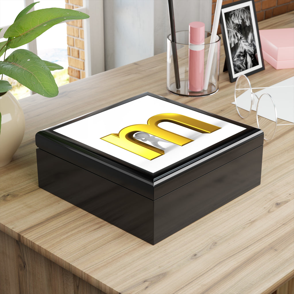 Gold Letter M monogram Jewelry Box | Initial keepsake box
