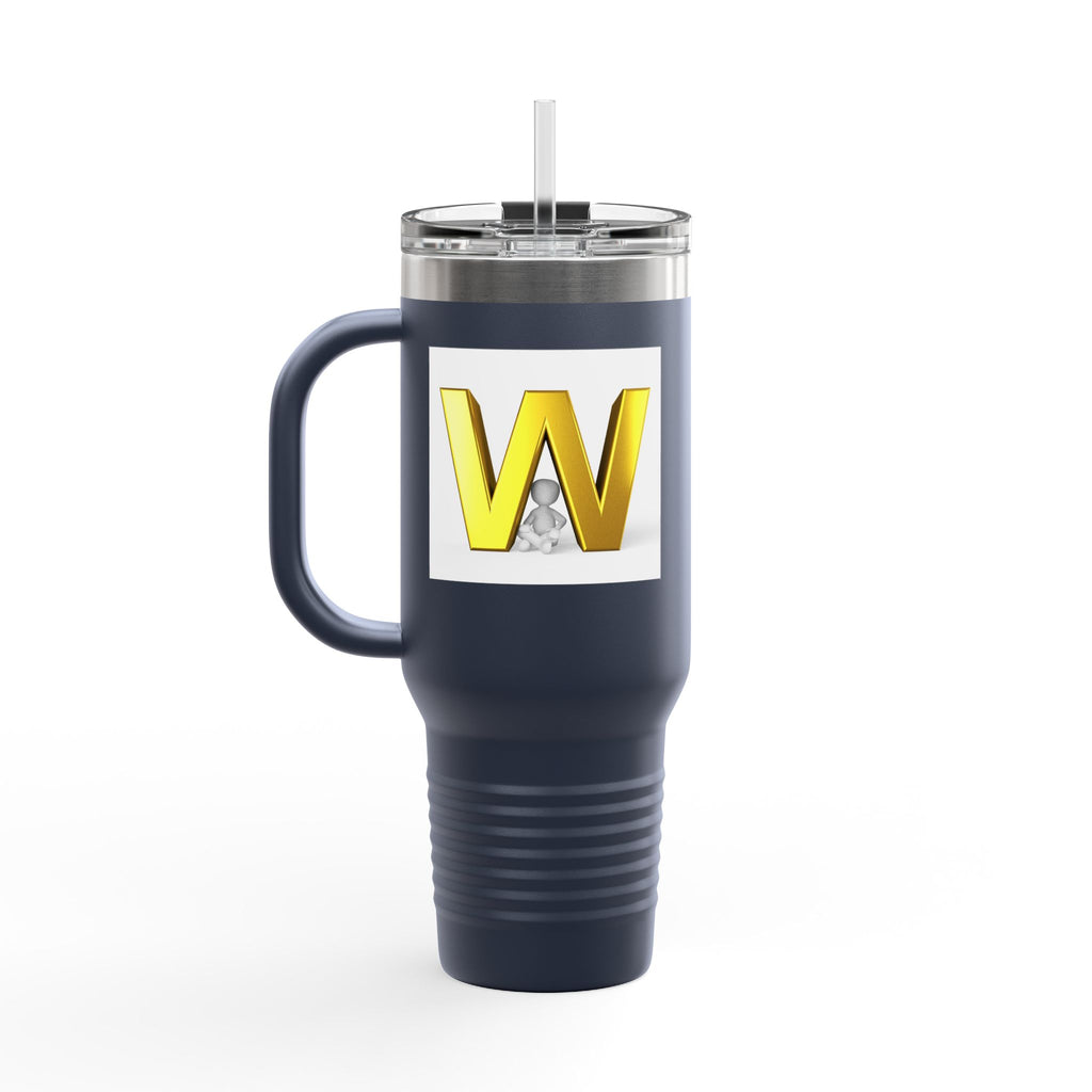 Gold 3D Letter W insulated travel mug 40oz | Monogram Initial Tumbler