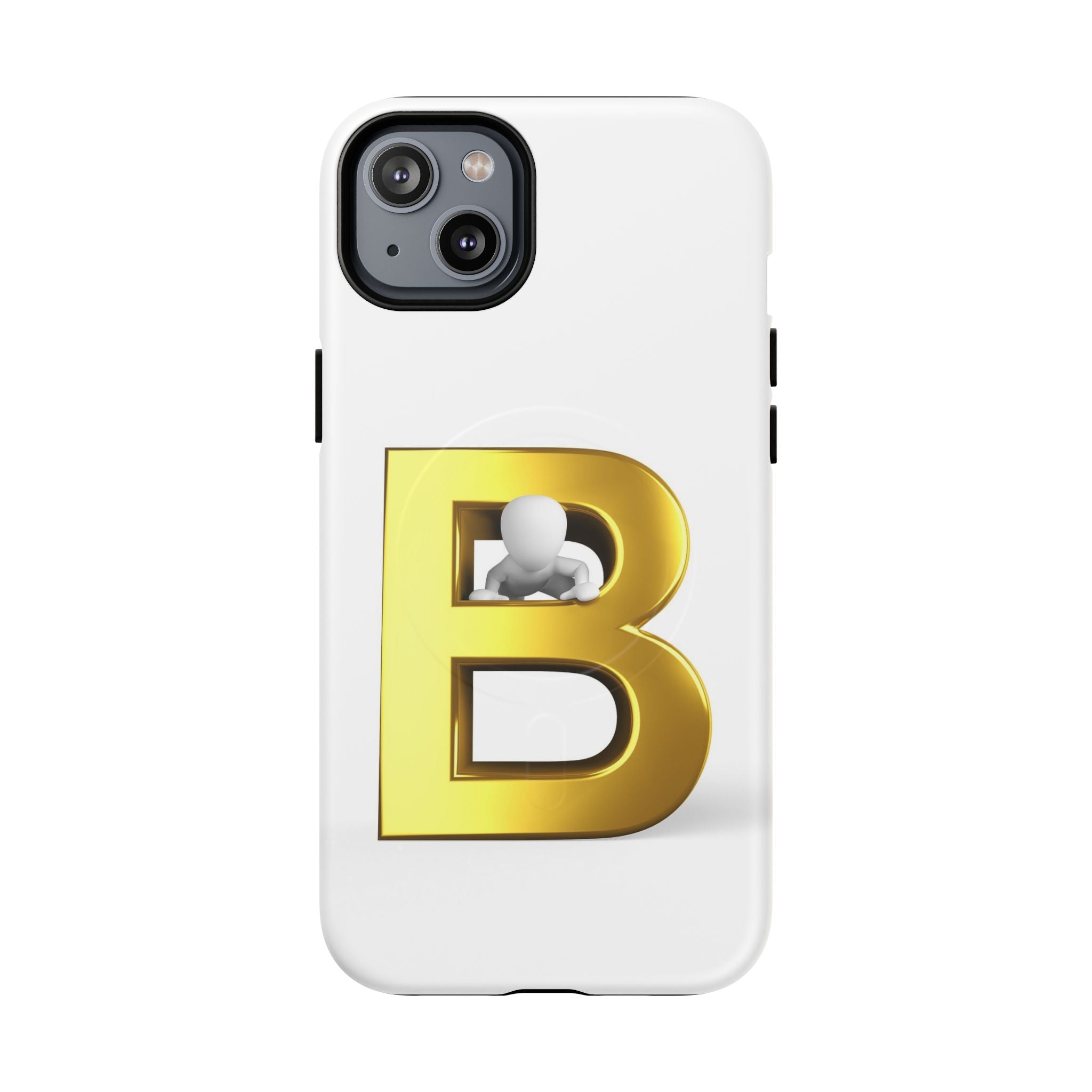 Coque de téléphone 3D Lettre B dorée | Coque magnétique résistante