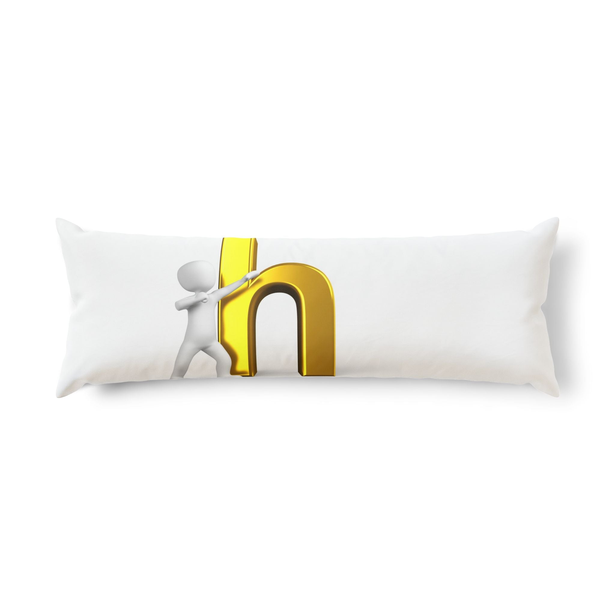 3D Figure Pushing Gold Letter H Body Pillow | Novelty Alphabet Lumbar