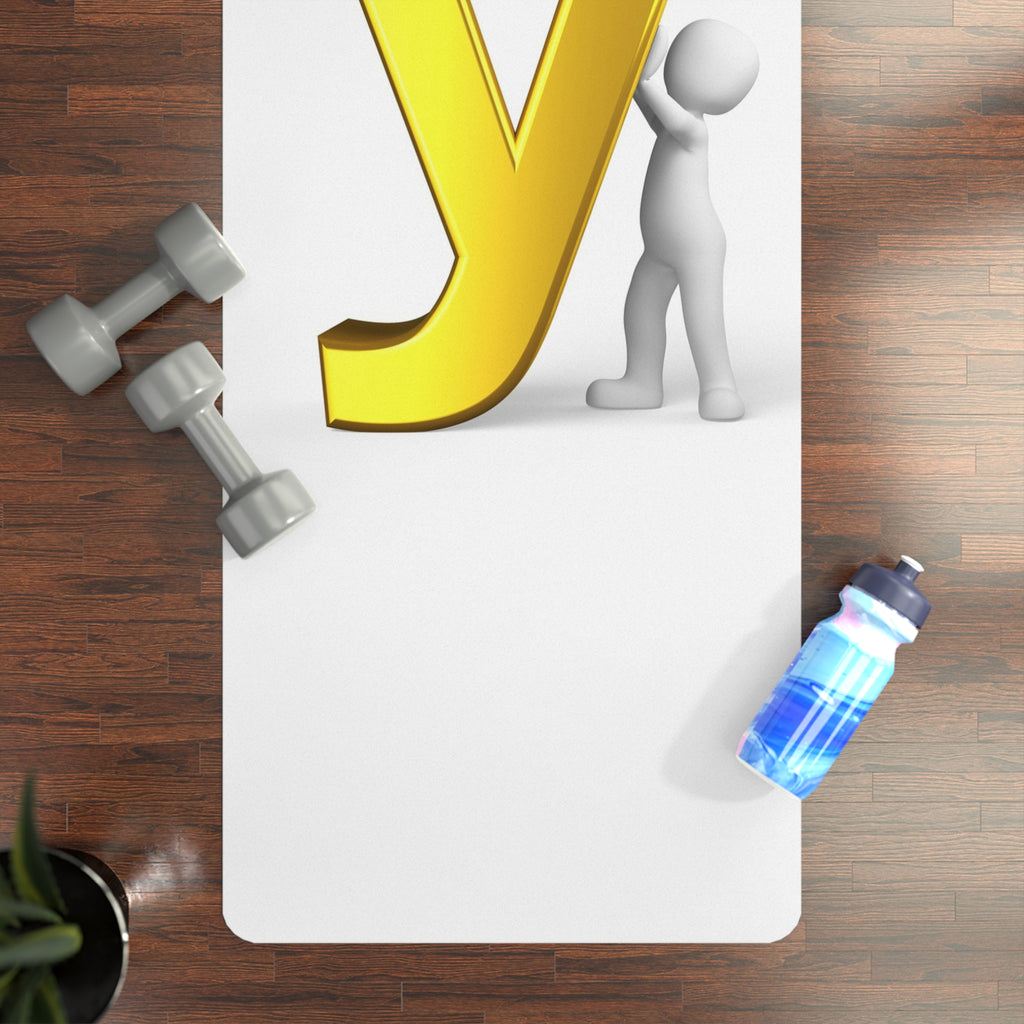 Gold Letter Y Graphic Rubber Yoga Mat | Alphabet Initial Mat