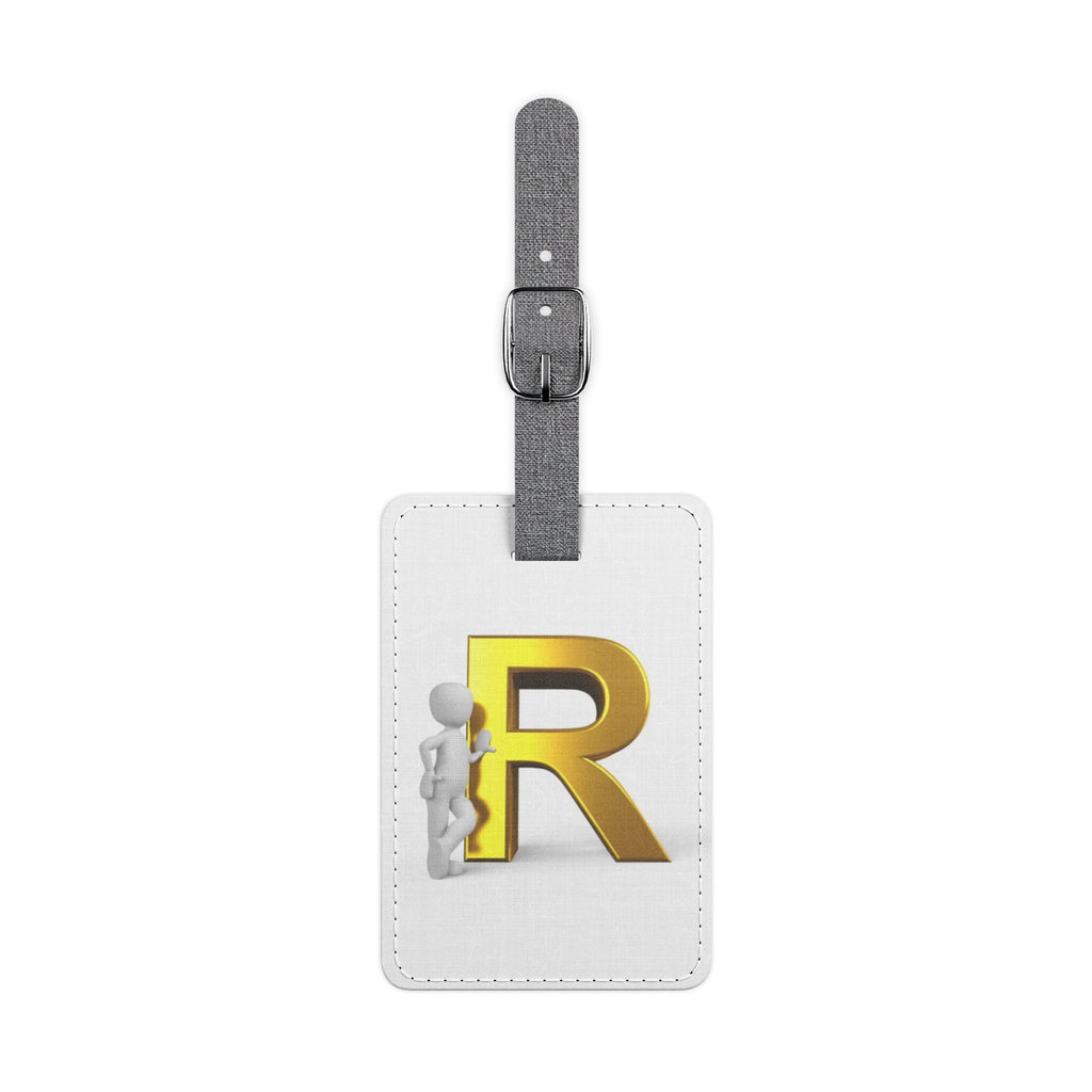 Gold Letter R Monogram Luggage Tag | Rectangle Saffiano Polyester