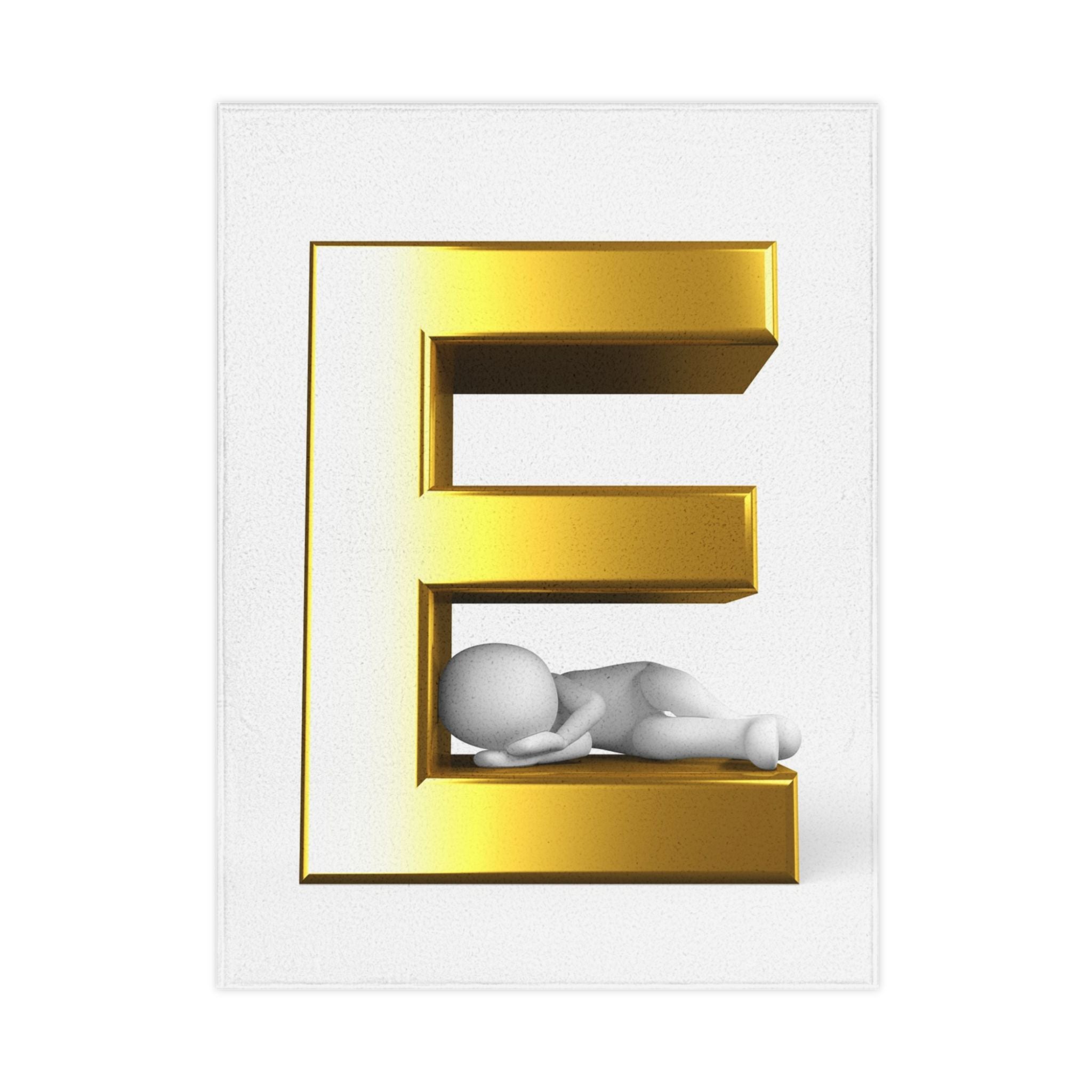 Gold Letter E Toddler Blanket | 3D Figure Letter E Blanket