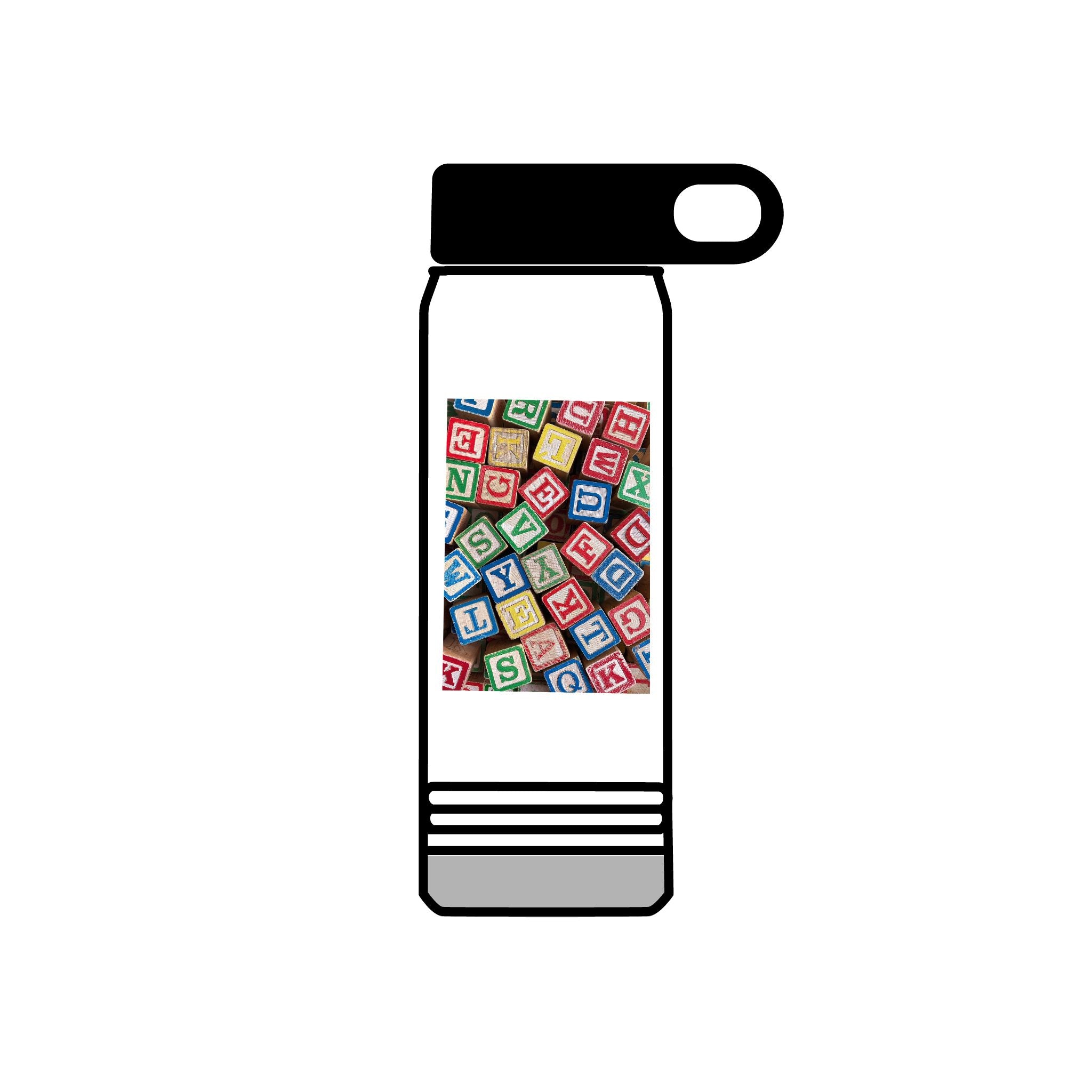 Colorful Alphabet Blocks Water Bottle | 20oz Kids Letter Print