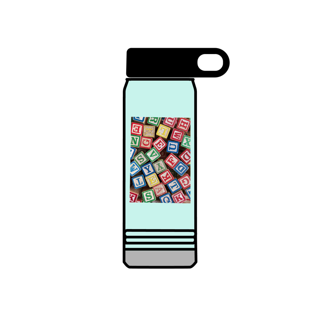 Colorful Alphabet Blocks Water Bottle | 20oz Kids Letter Print