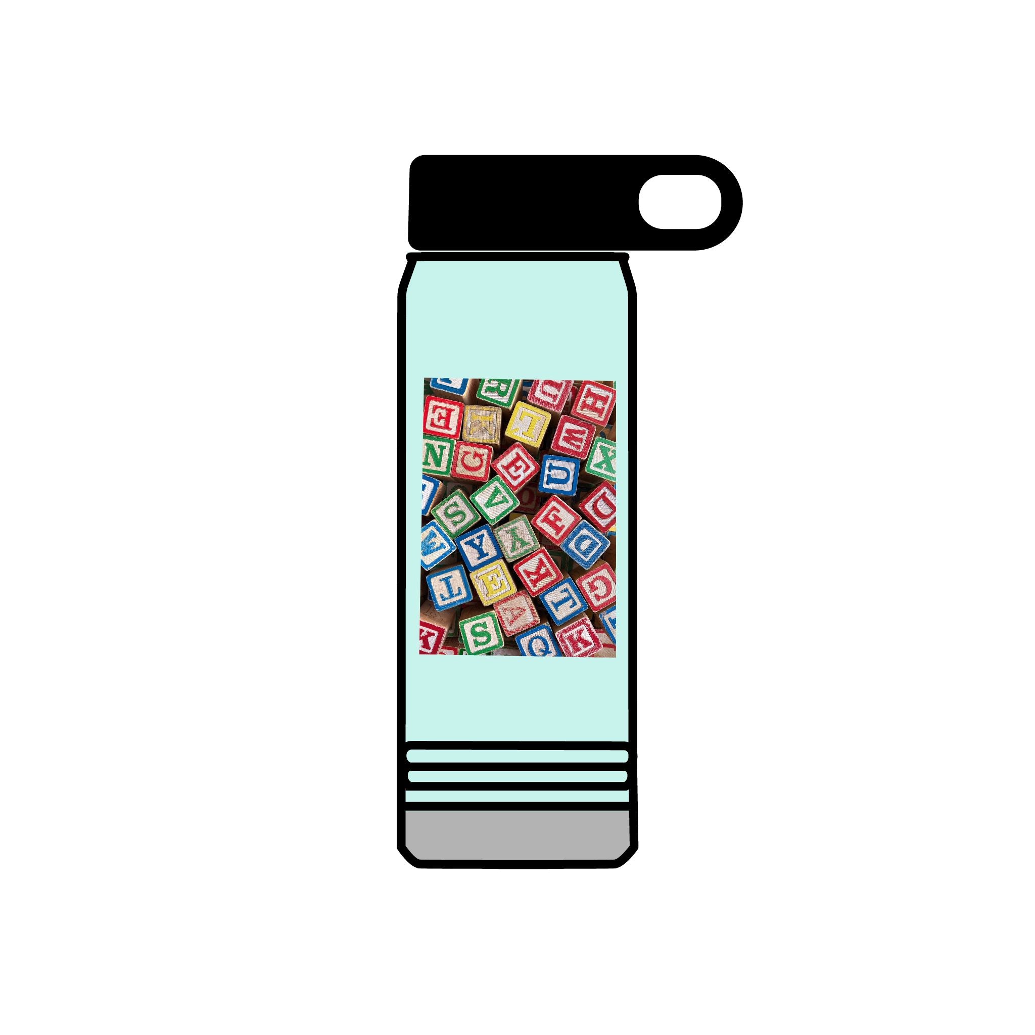 Colorful Alphabet Blocks Water Bottle | 20oz Kids Letter Print