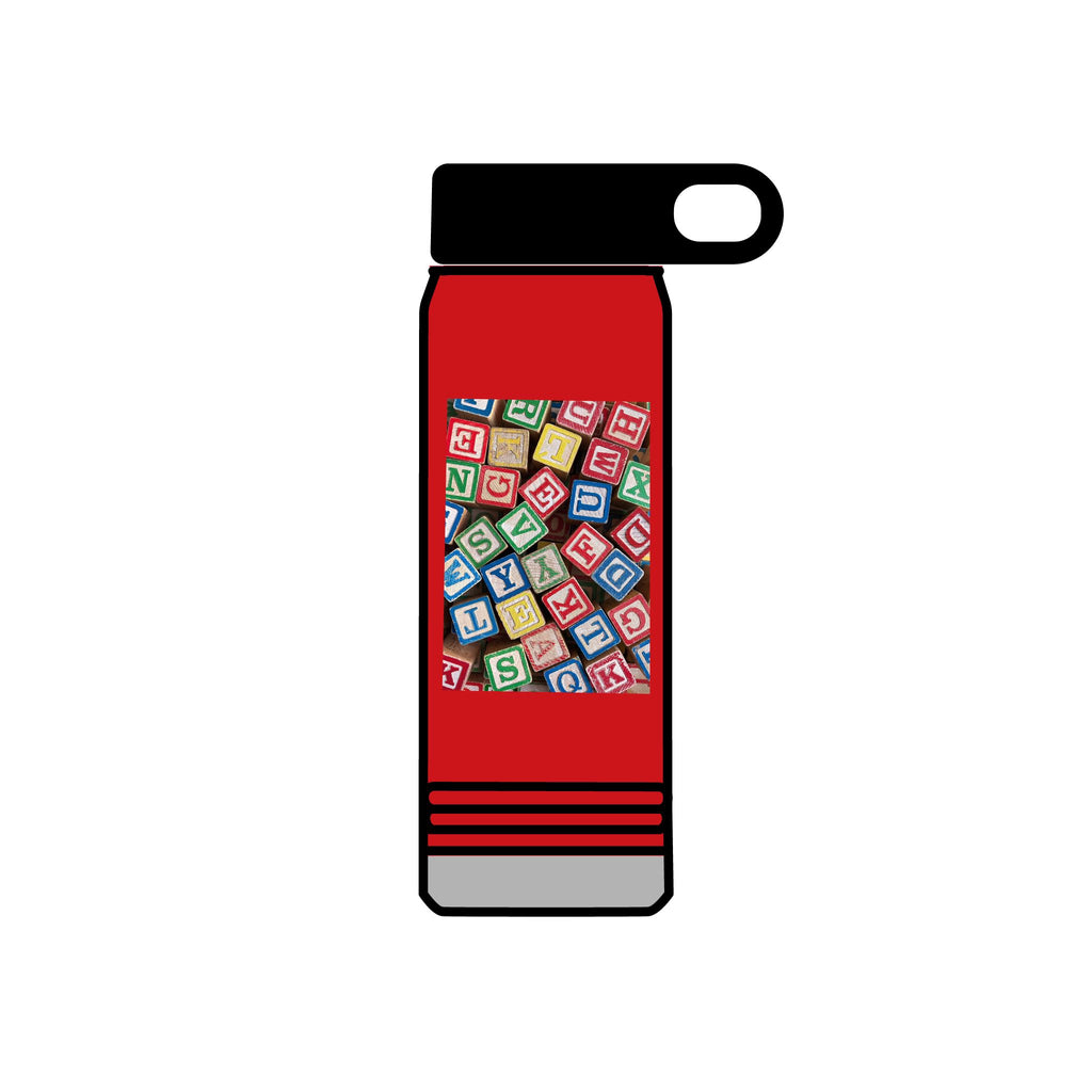 Colorful Alphabet Blocks Water Bottle | 20oz Kids Letter Print
