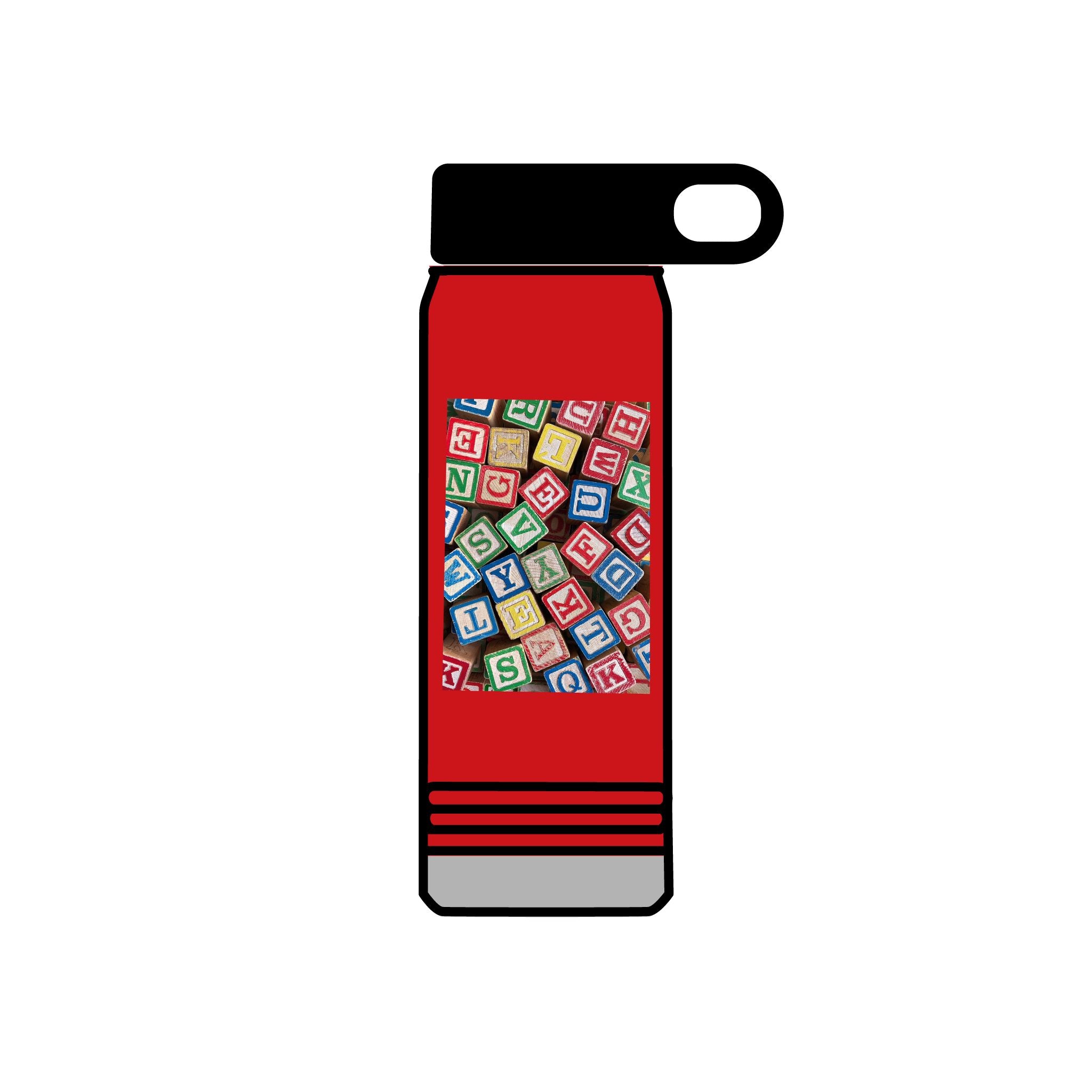 Colorful Alphabet Blocks Water Bottle | 20oz Kids Letter Print