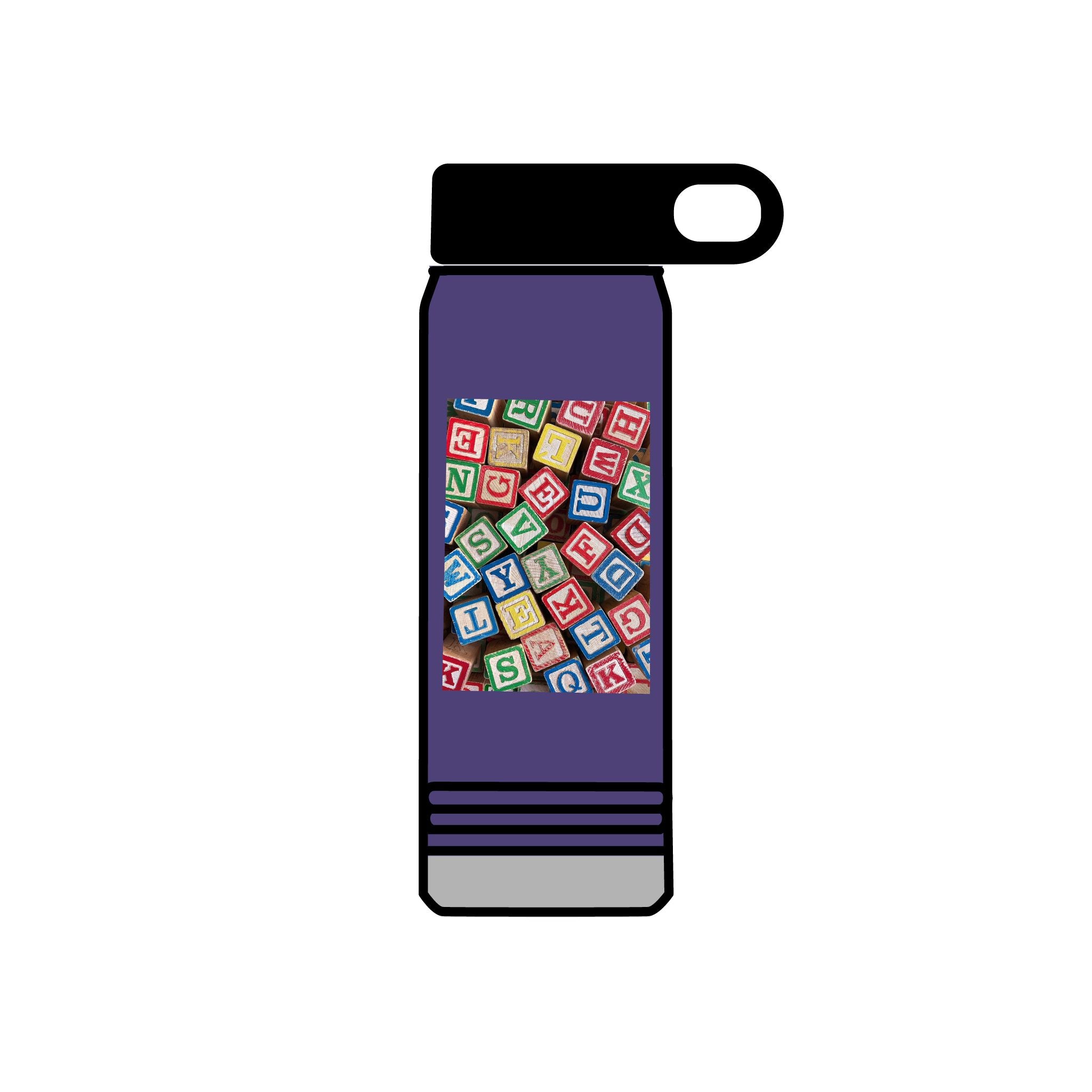 Colorful Alphabet Blocks Water Bottle | 20oz Kids Letter Print