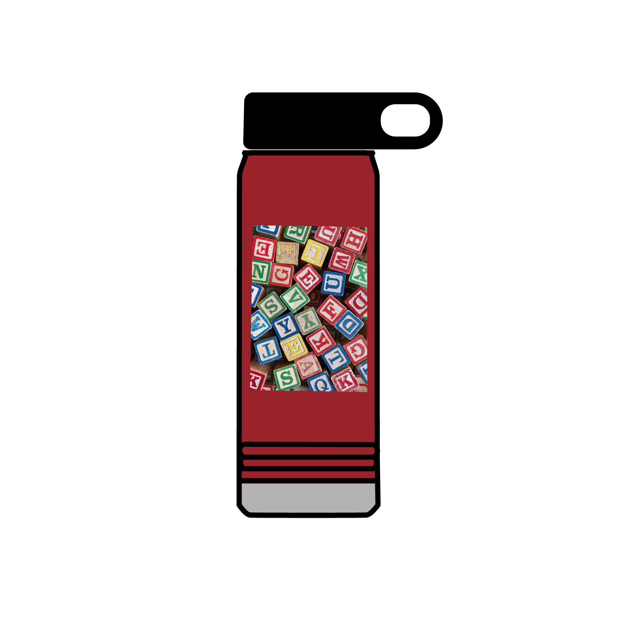 Colorful Alphabet Blocks Water Bottle | 20oz Kids Letter Print