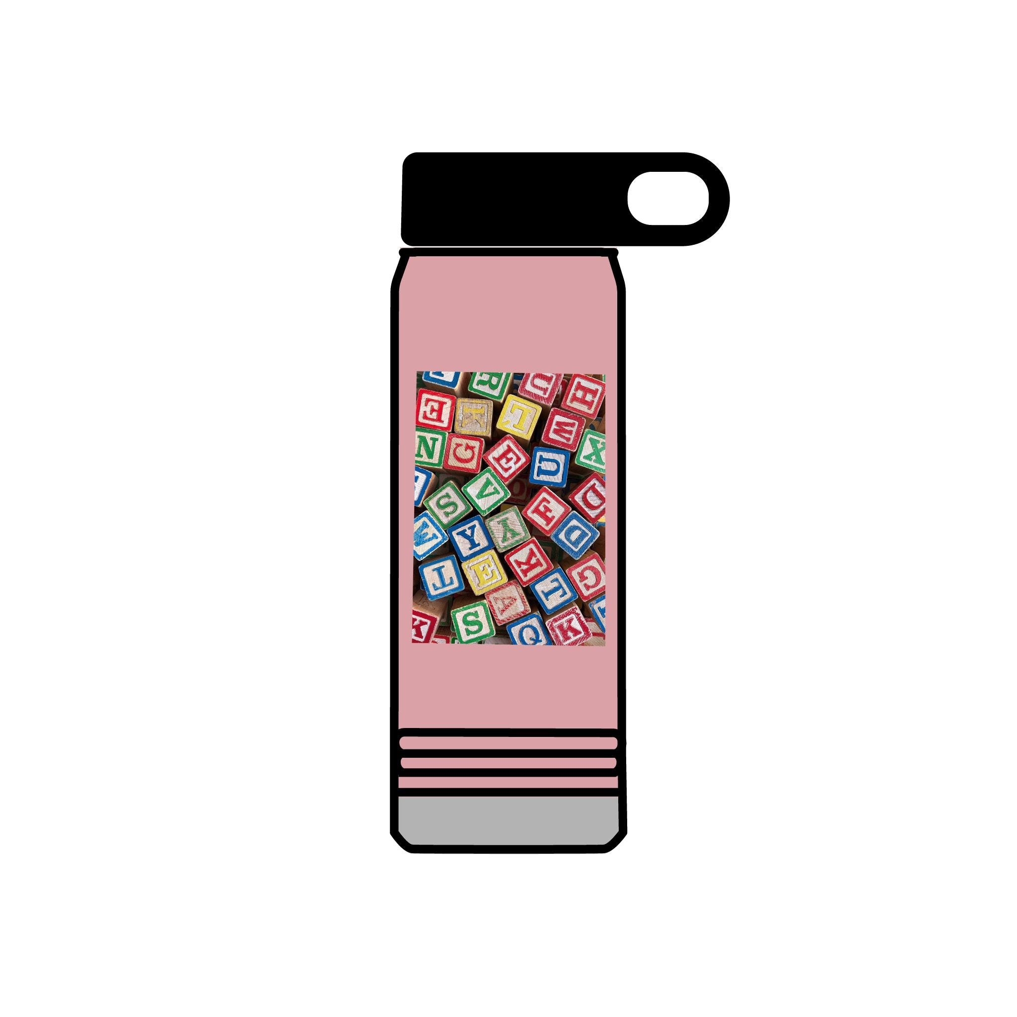 Colorful Alphabet Blocks Water Bottle | 20oz Kids Letter Print