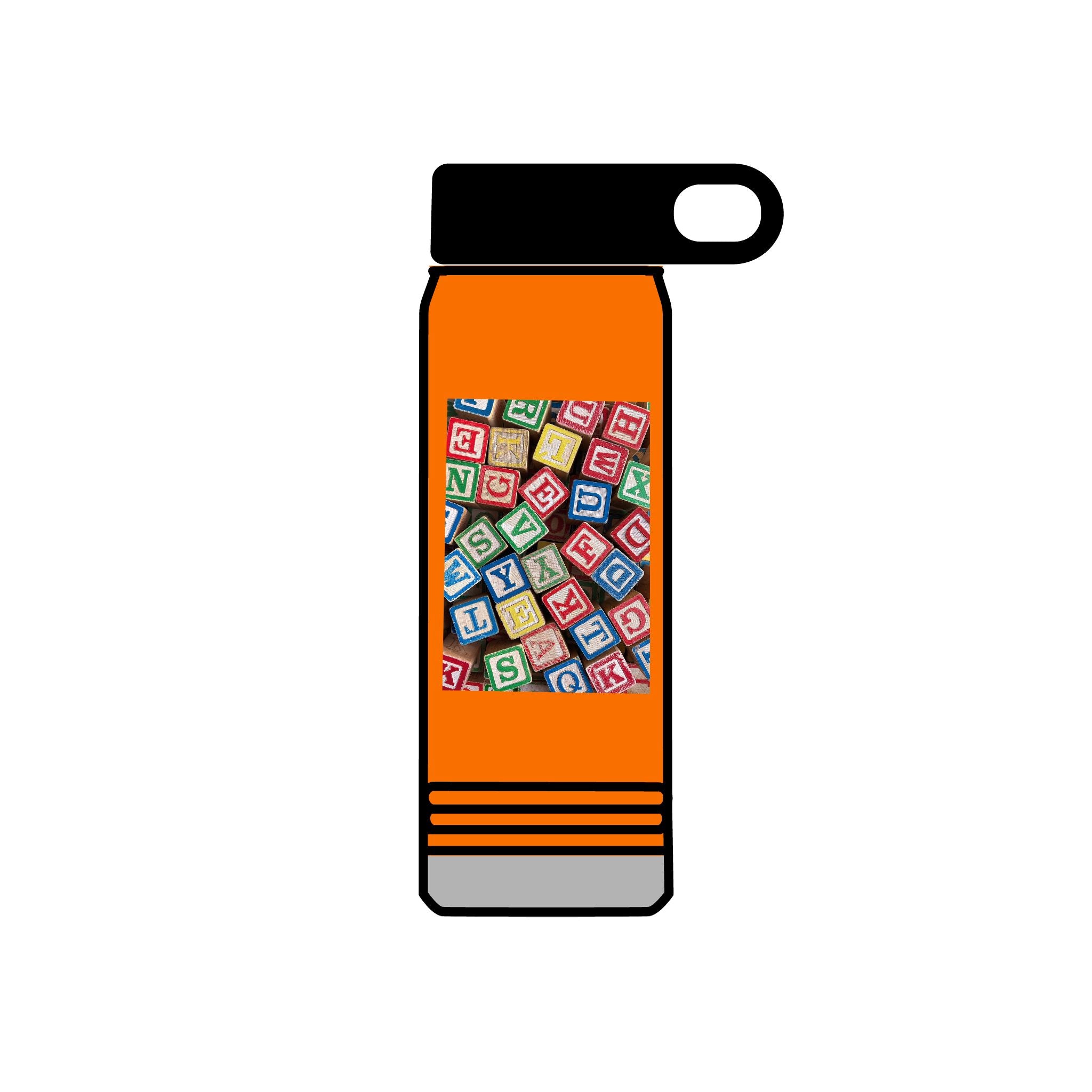 Colorful Alphabet Blocks Water Bottle | 20oz Kids Letter Print