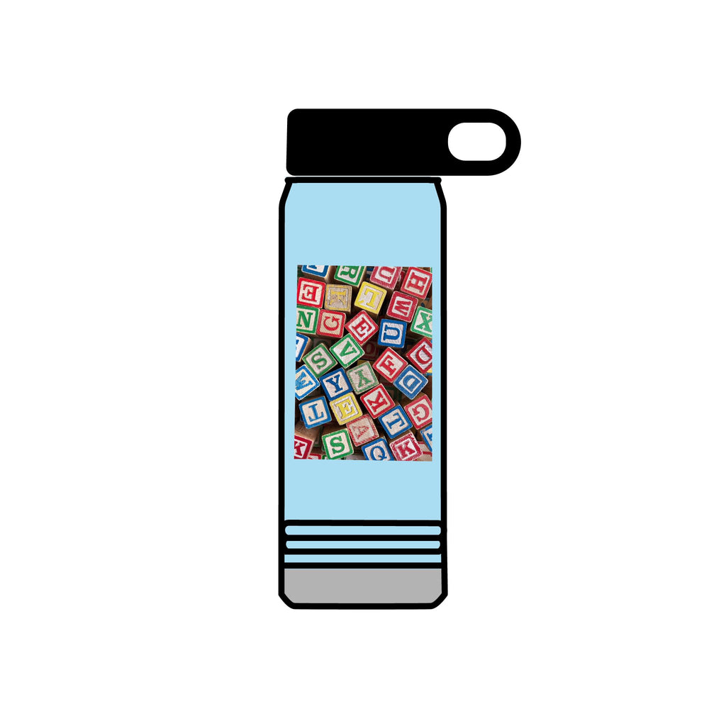 Colorful Alphabet Blocks Water Bottle | 20oz Kids Letter Print