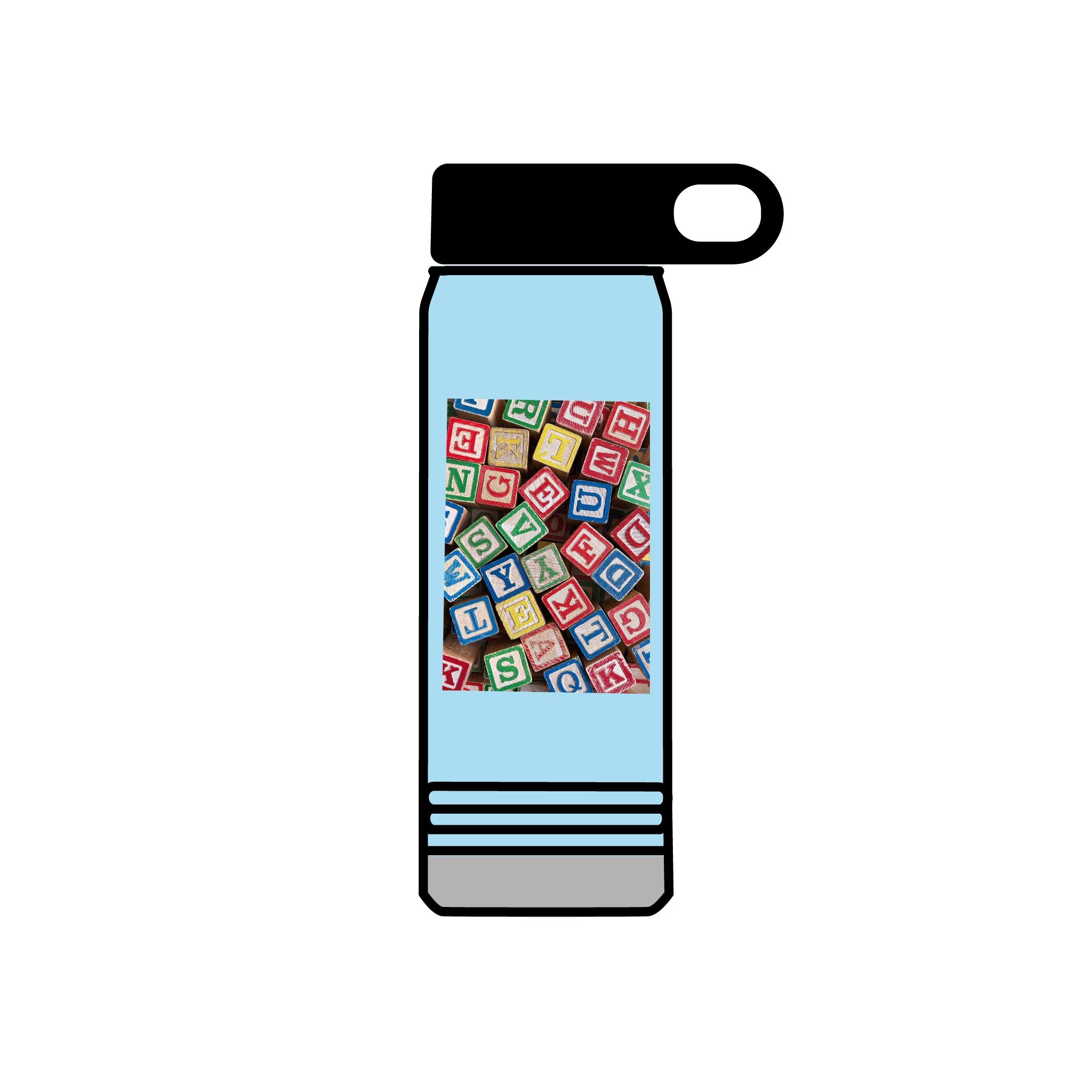 Colorful Alphabet Blocks Water Bottle | 20oz Kids Letter Print