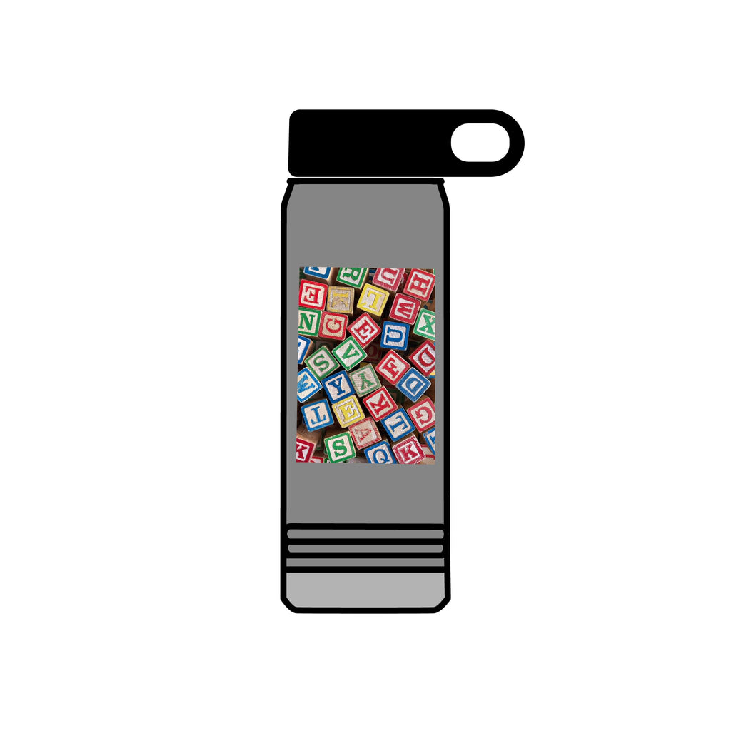 Colorful Alphabet Blocks Water Bottle | 20oz Kids Letter Print