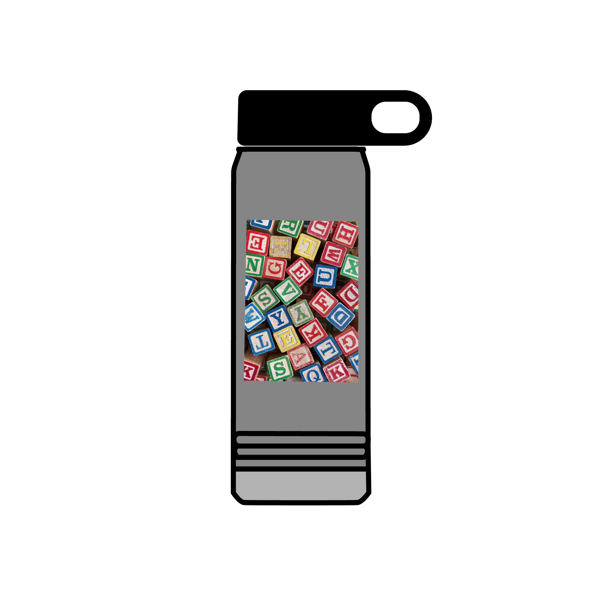Colorful Alphabet Blocks Water Bottle | 20oz Kids Letter Print