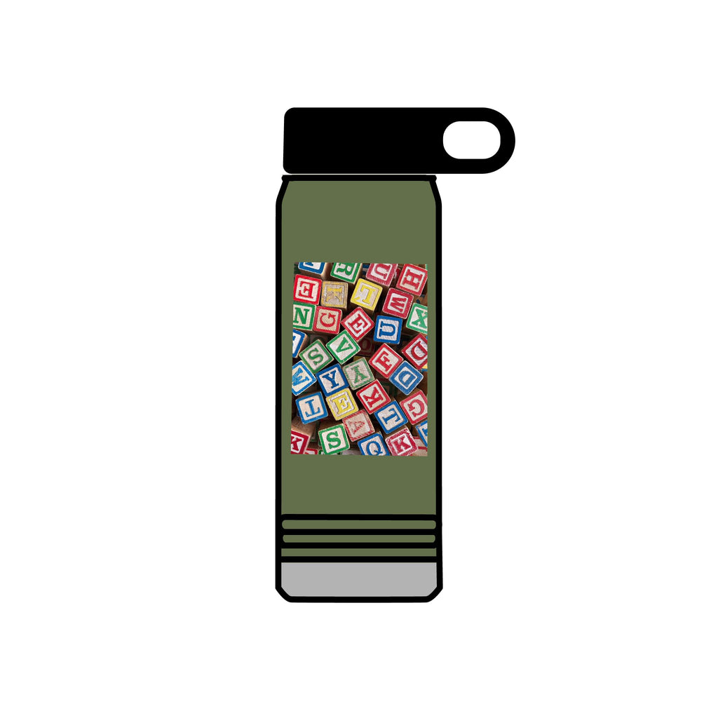 Colorful Alphabet Blocks Water Bottle | 20oz Kids Letter Print