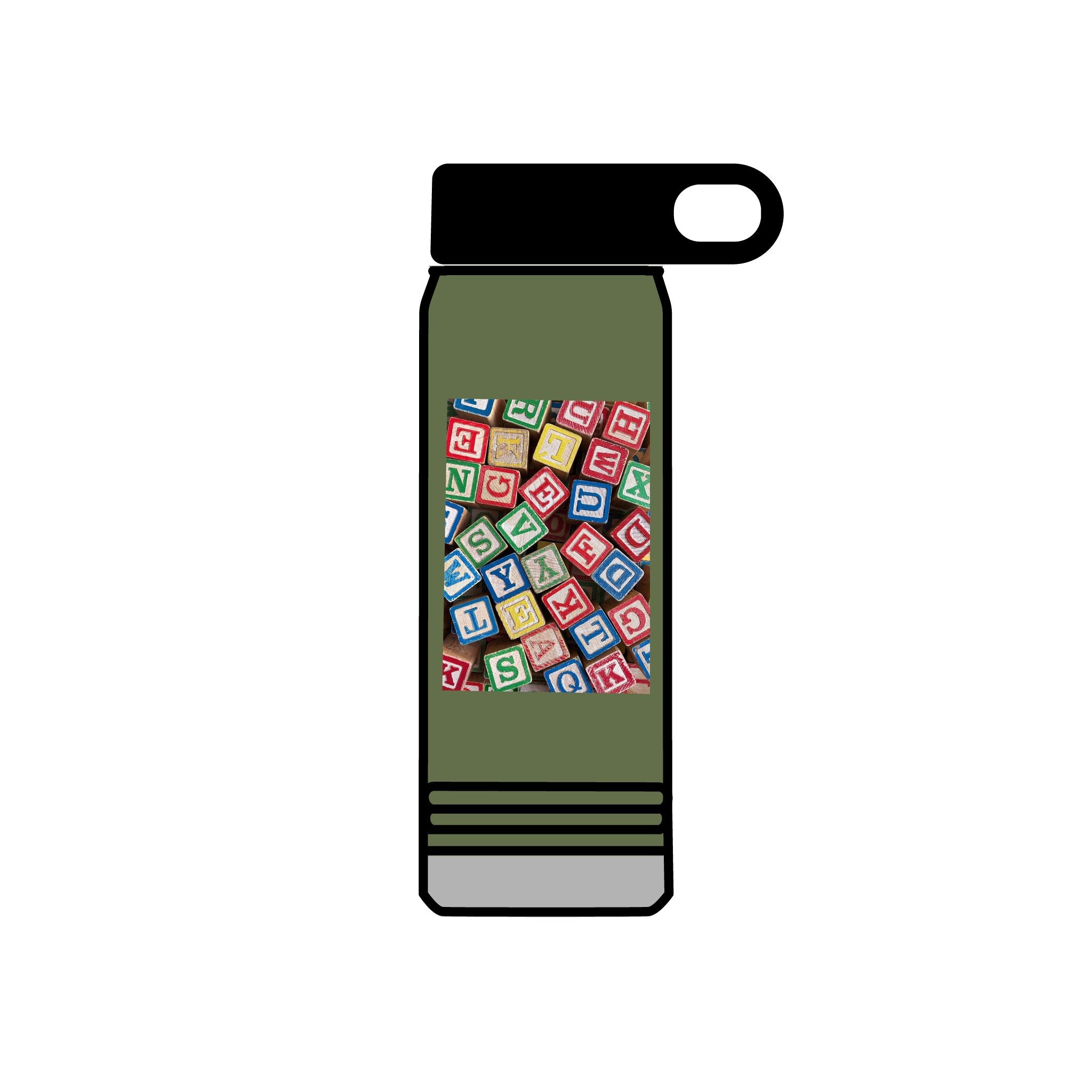 Colorful Alphabet Blocks Water Bottle | 20oz Kids Letter Print