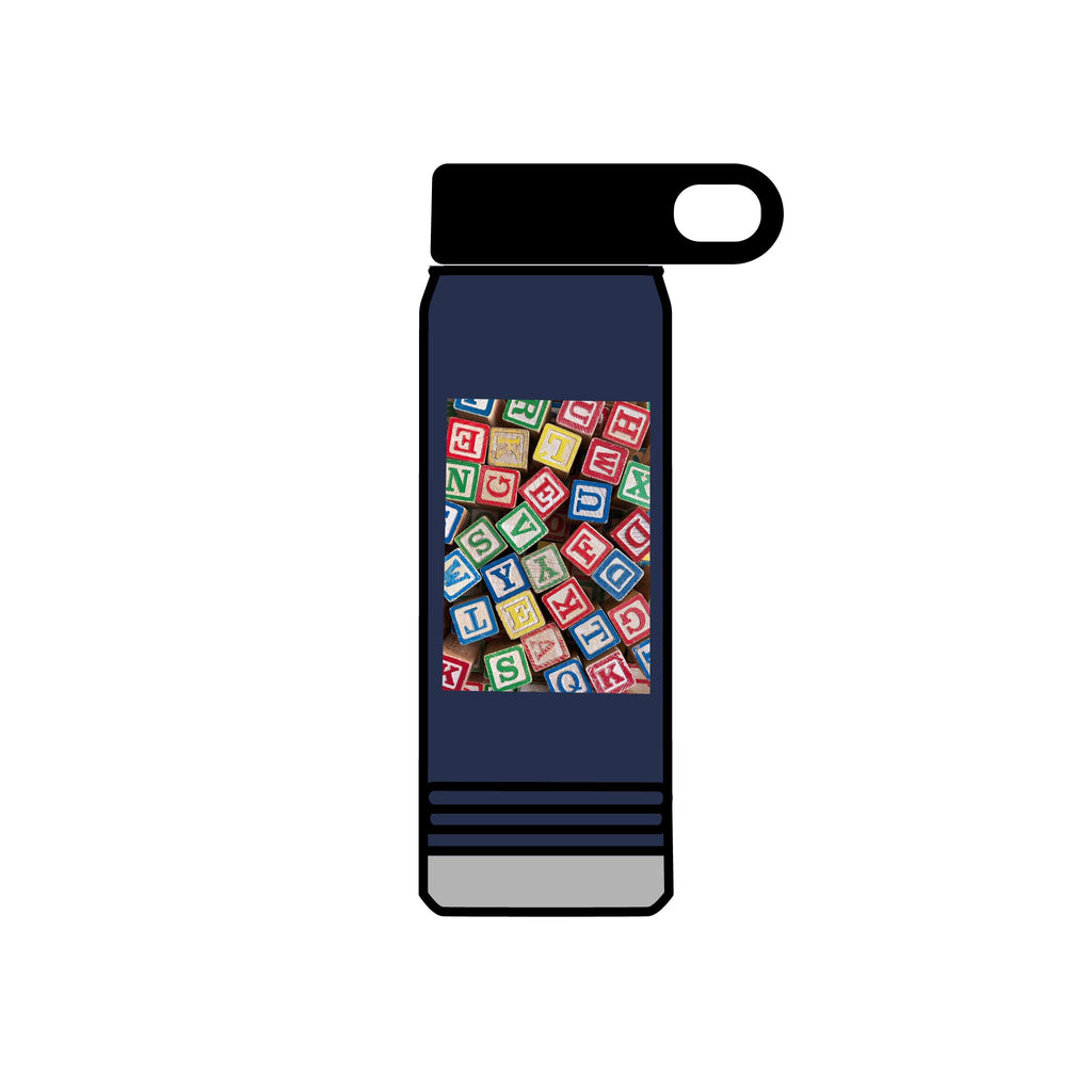 Colorful Alphabet Blocks Water Bottle | 20oz Kids Letter Print