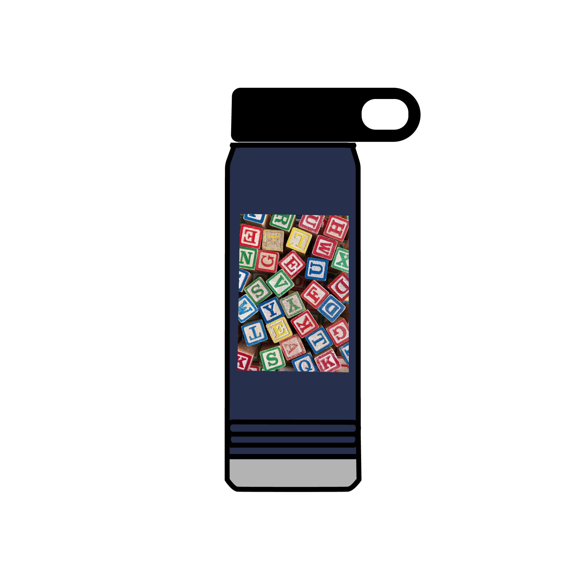 Colorful Alphabet Blocks Water Bottle | 20oz Kids Letter Print