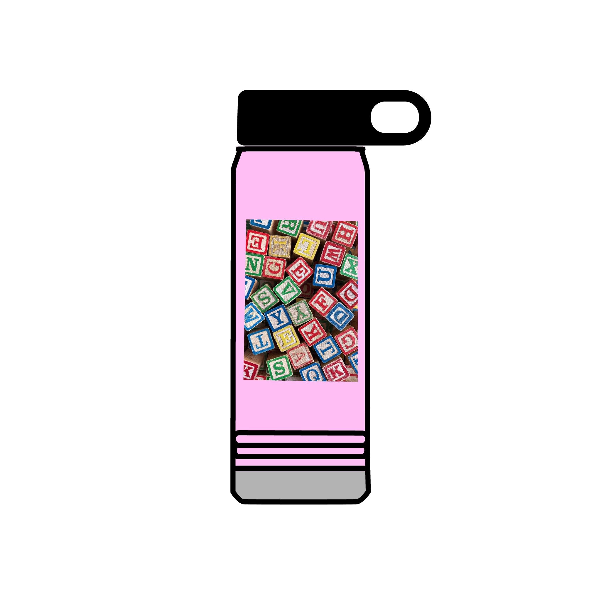 Colorful Alphabet Blocks Water Bottle | 20oz Kids Letter Print