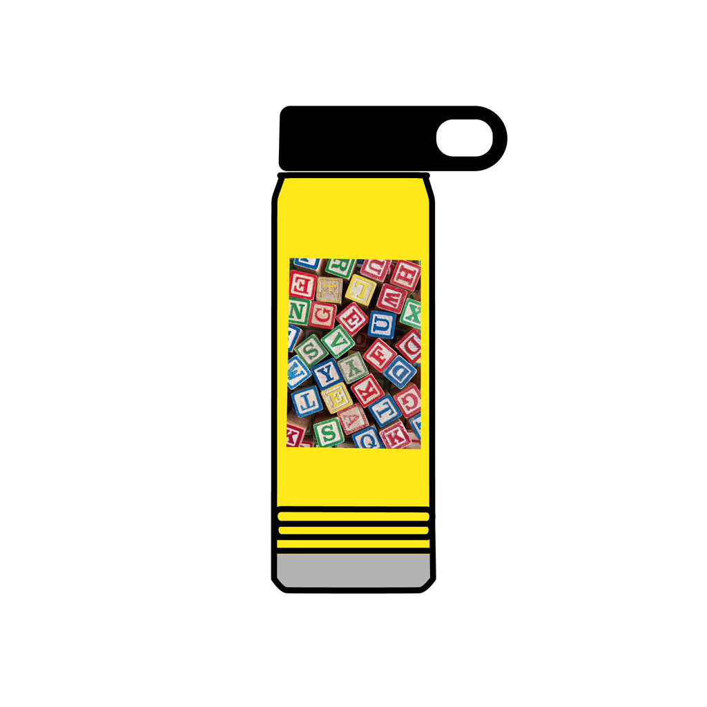 Colorful Alphabet Blocks Water Bottle | 20oz Kids Letter Print