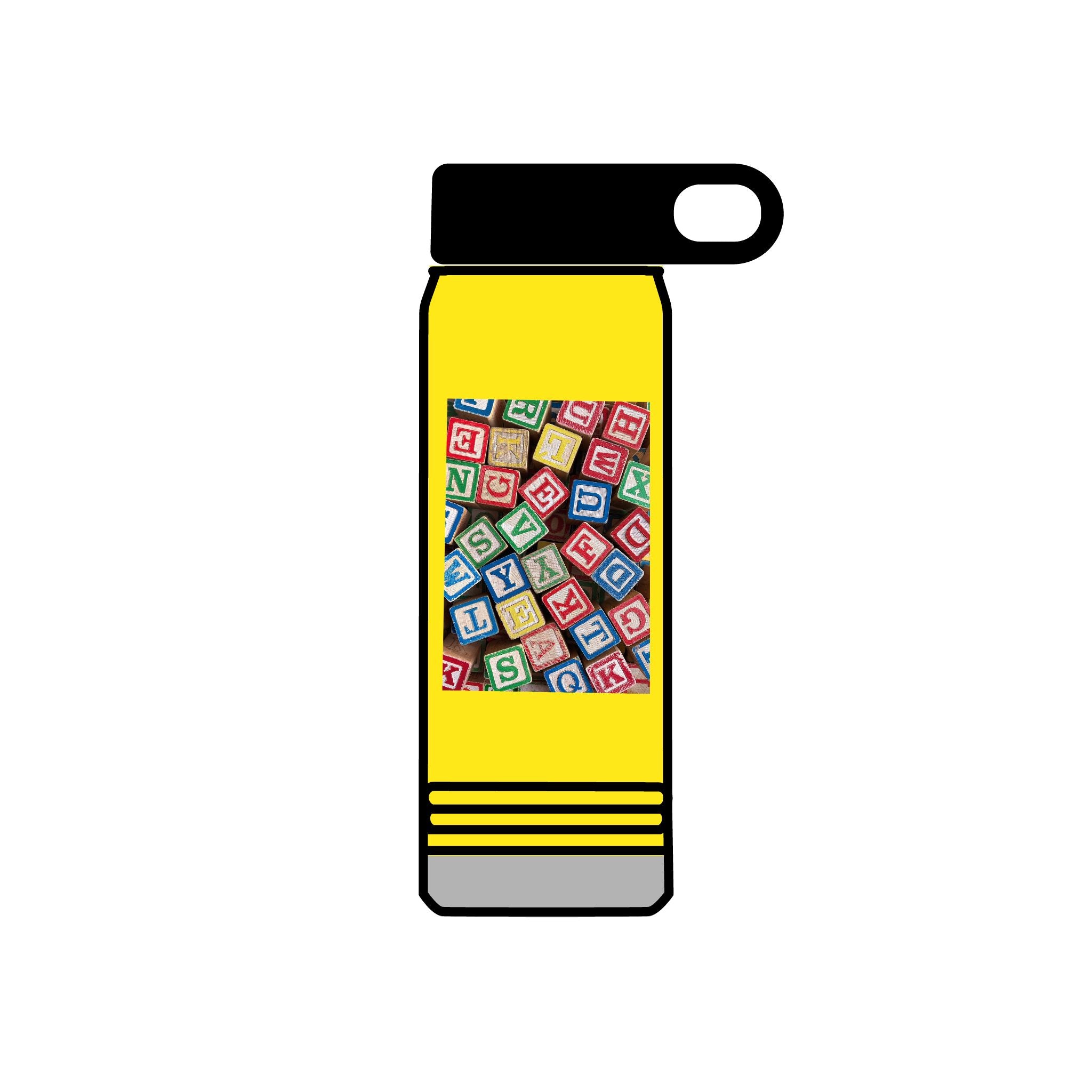 Colorful Alphabet Blocks Water Bottle | 20oz Kids Letter Print