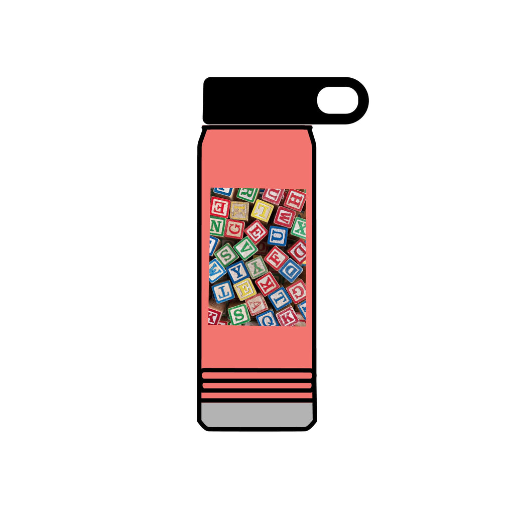 Colorful Alphabet Blocks Water Bottle | 20oz Kids Letter Print