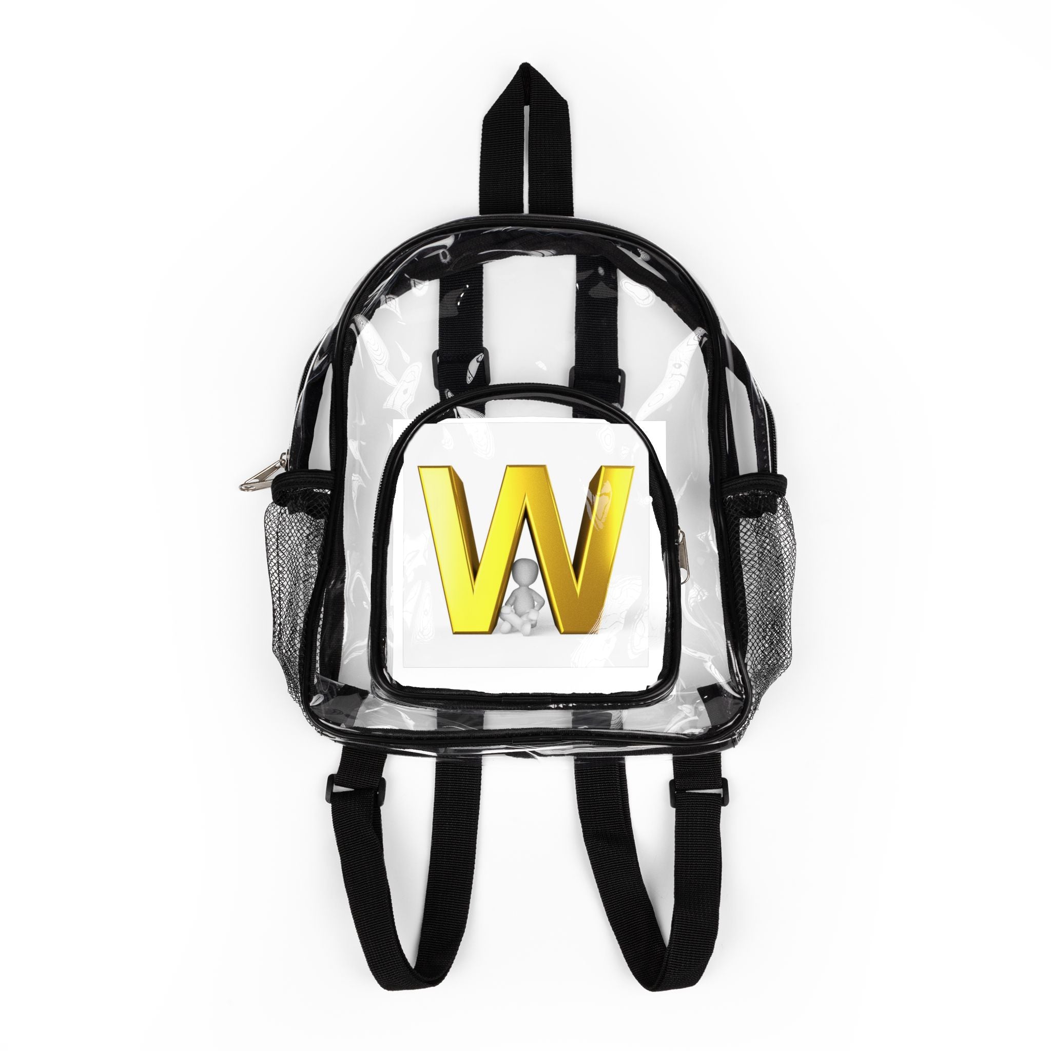 Gold Letter W Clear Stadium Backpack | Transparent School Bag