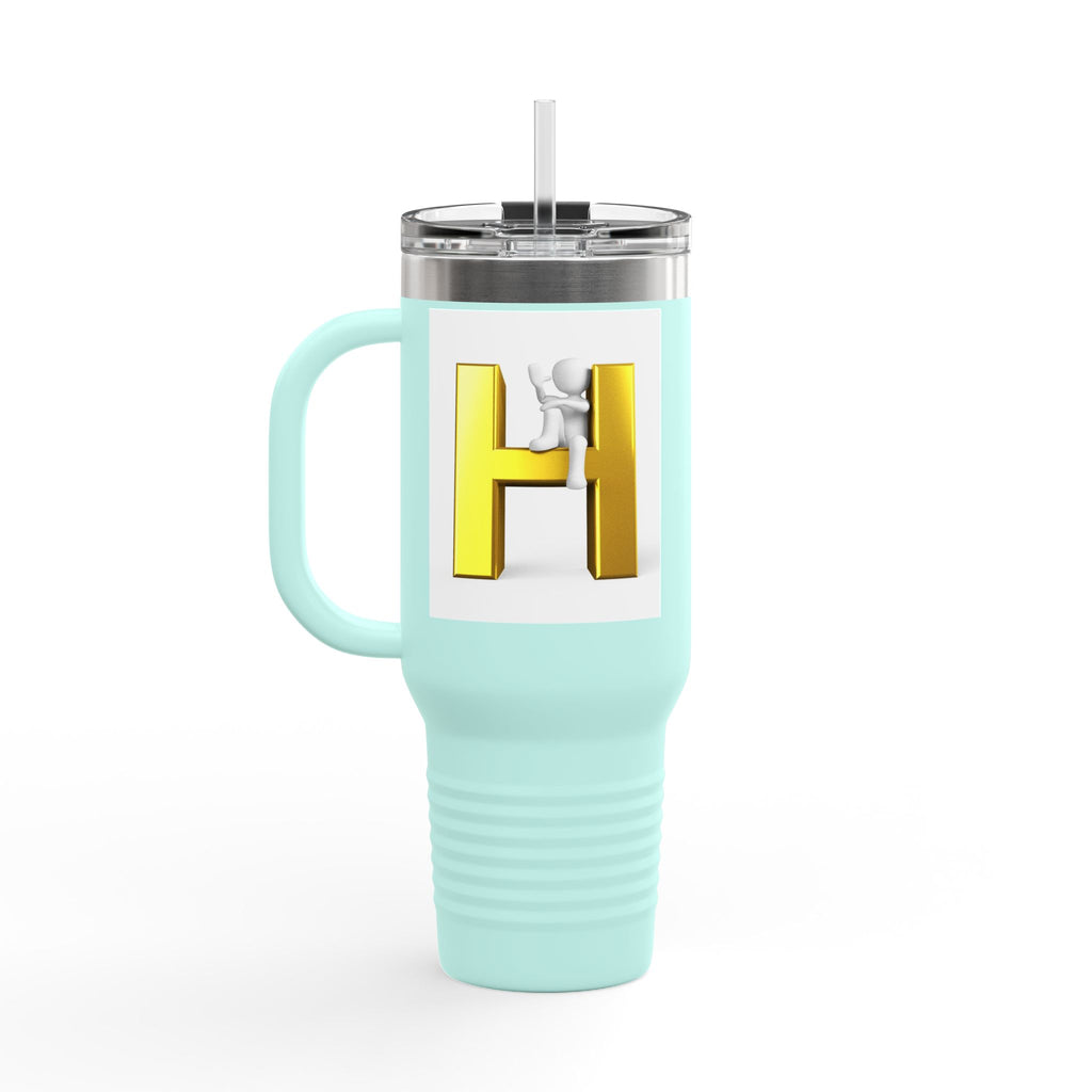 3D Yellow Letter H Monogram Travel Mug | 40oz Insulated Tumbler