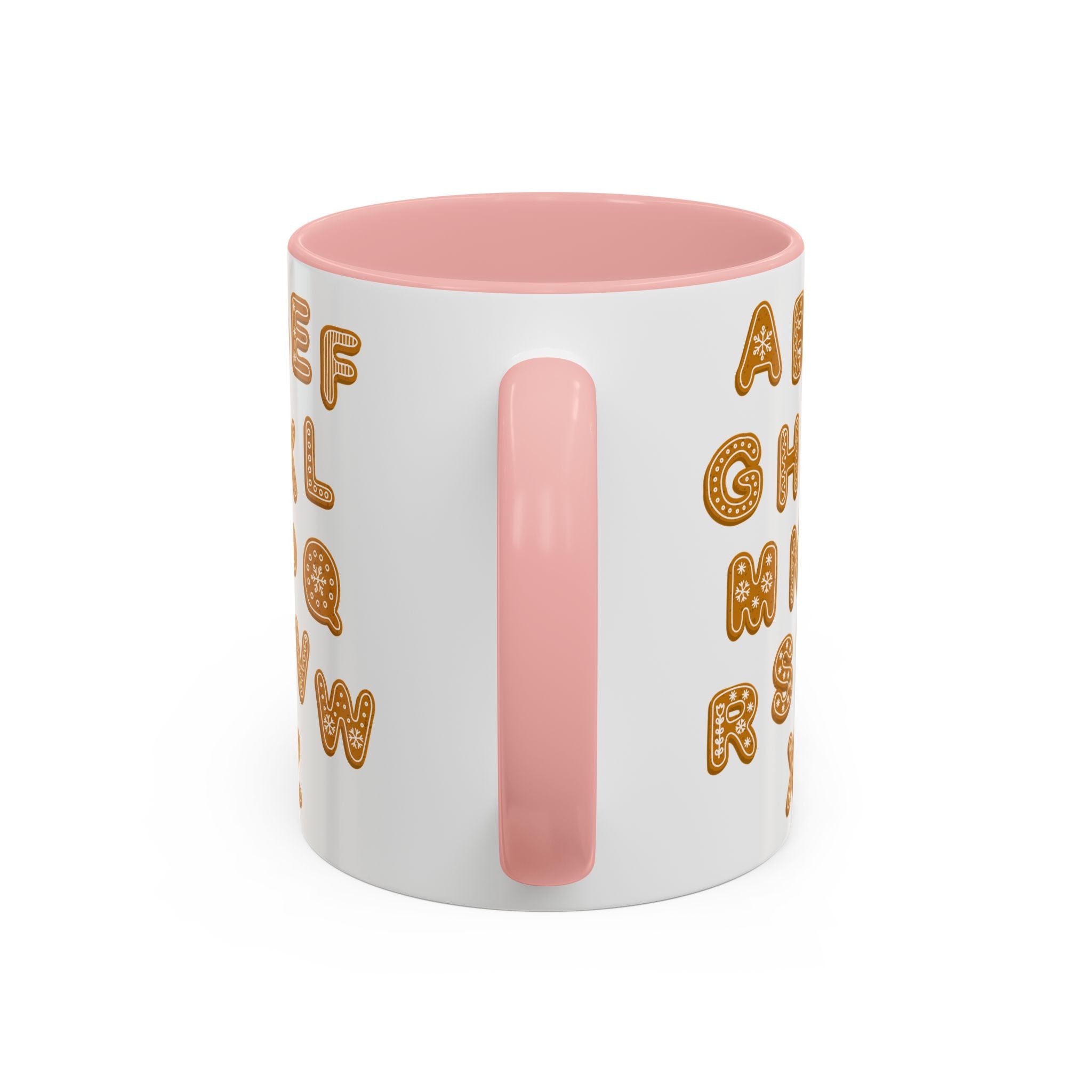 Lebkuchen-Alphabet-Tasse Akzent-Kaffeetasse | Keksbuchstaben-Muster