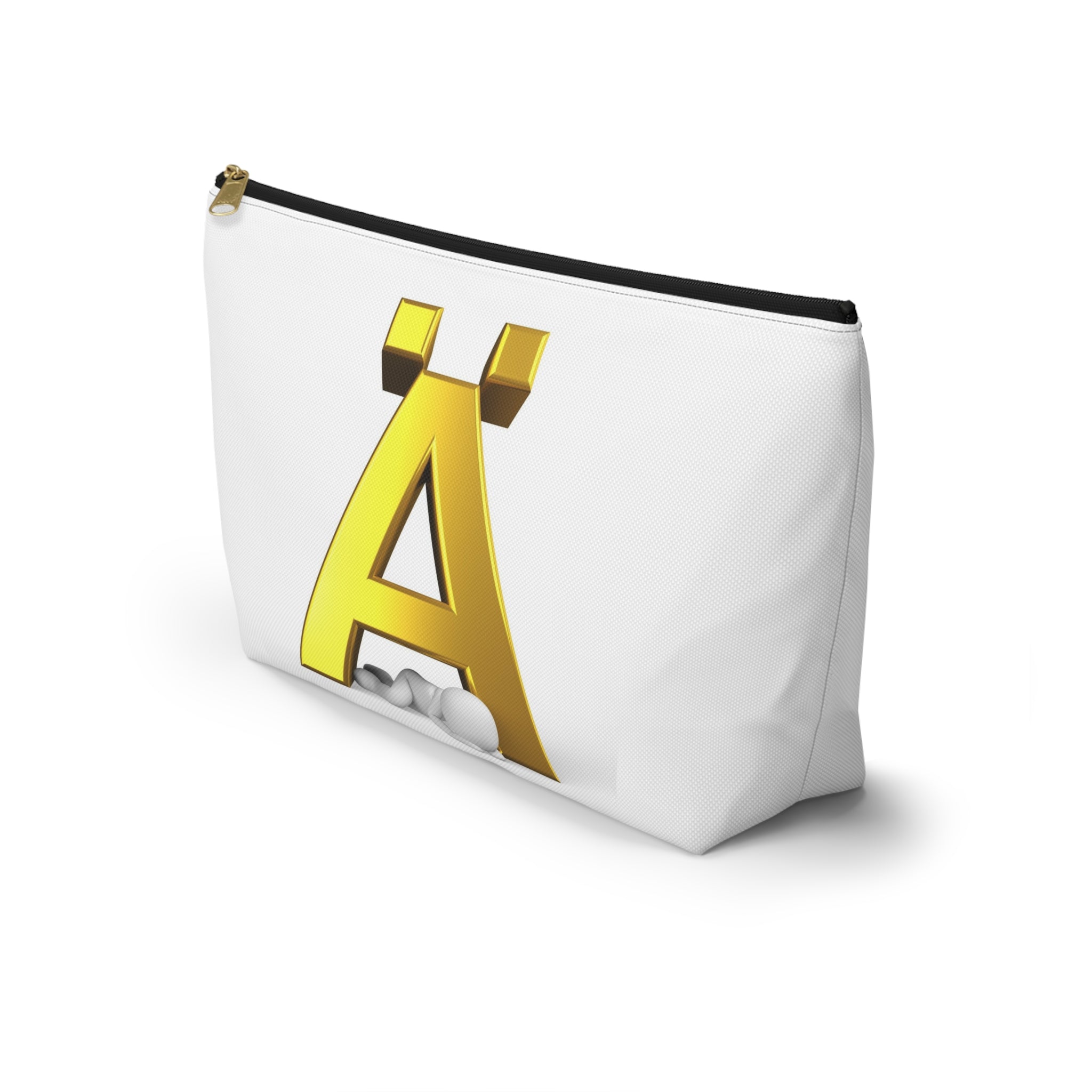 Gold Letter Ä Accessory Pouch | Monogram Initial Cosmetic Bag