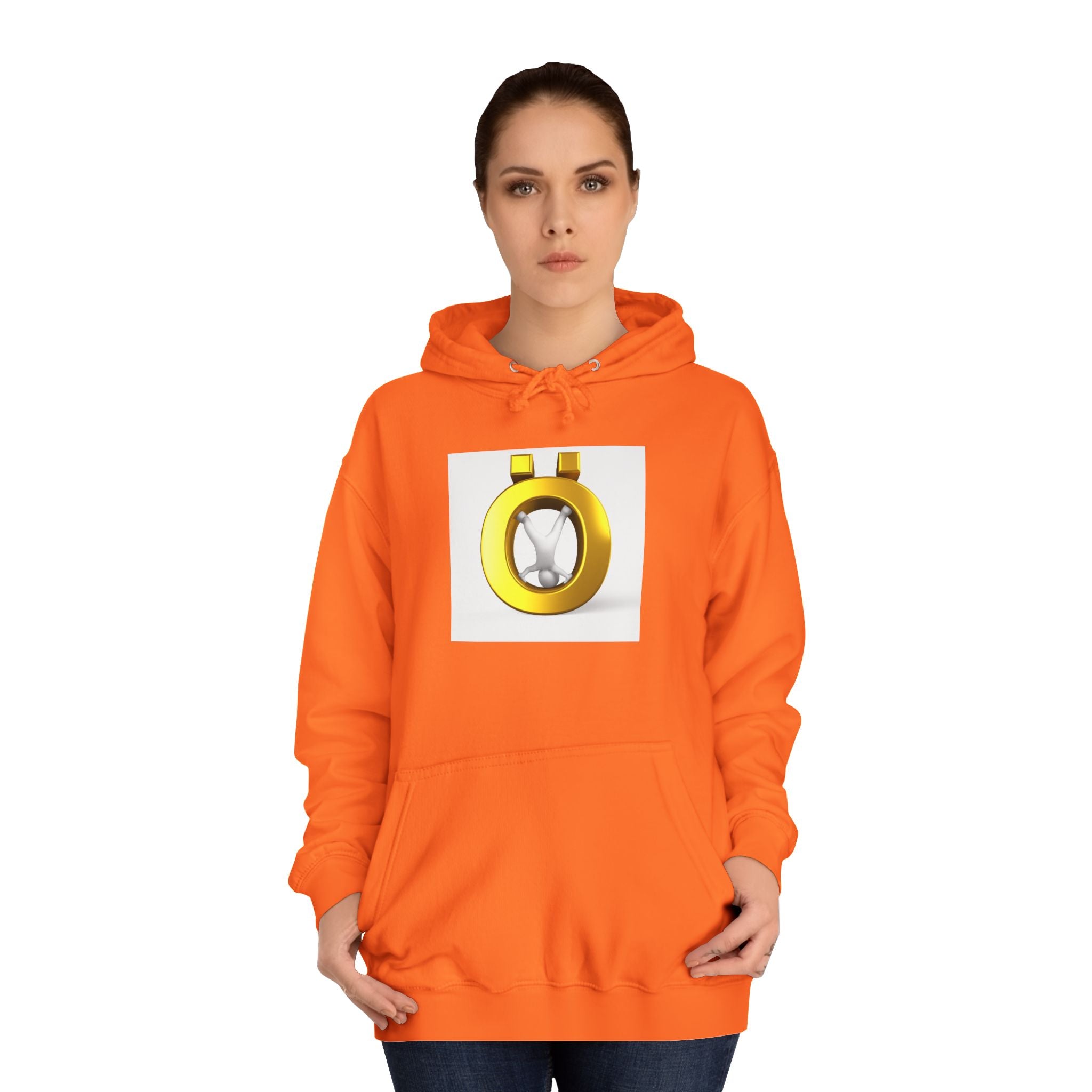 Gold Letter Ö Hoodie | Minimal Jewelry Logo, White Pullover