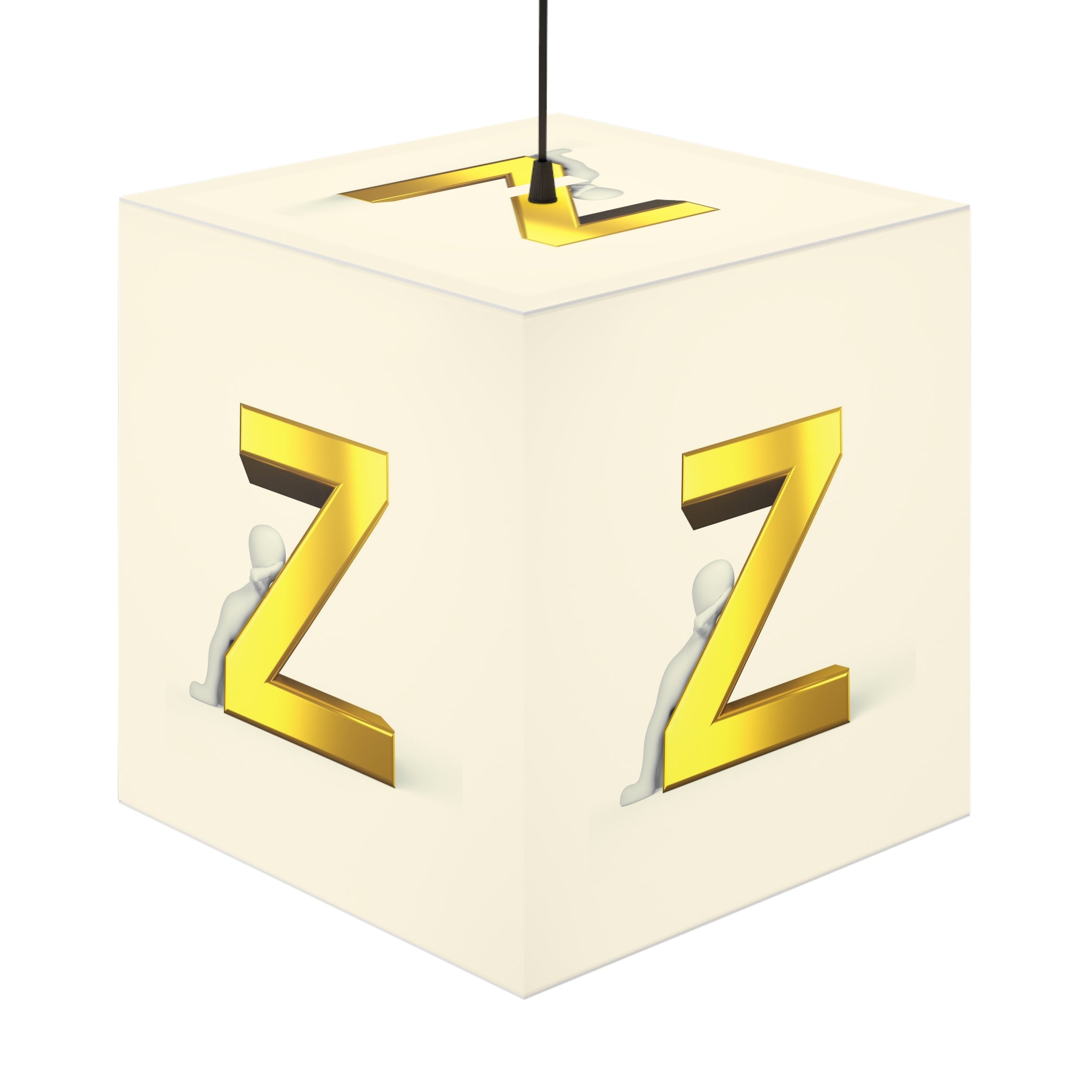 Gold Z Letter Cube Lamp | Modern Decorative Light