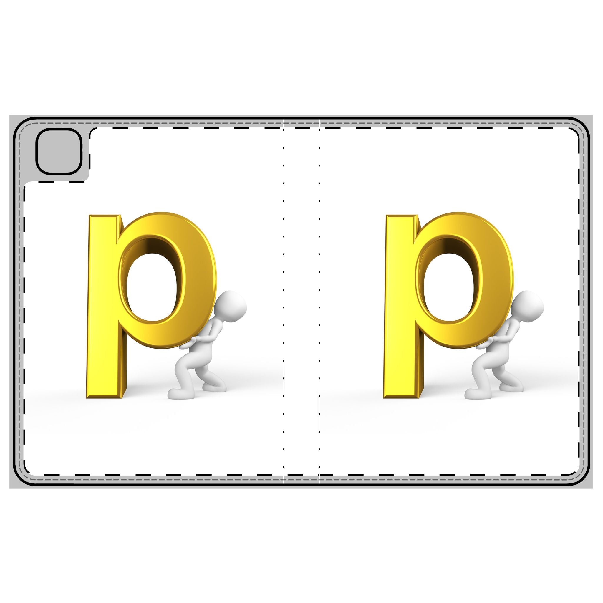 Étui Folio pour Tablette avec Monogramme Lettre P Dorée | Housse de Tablette Initiale P
