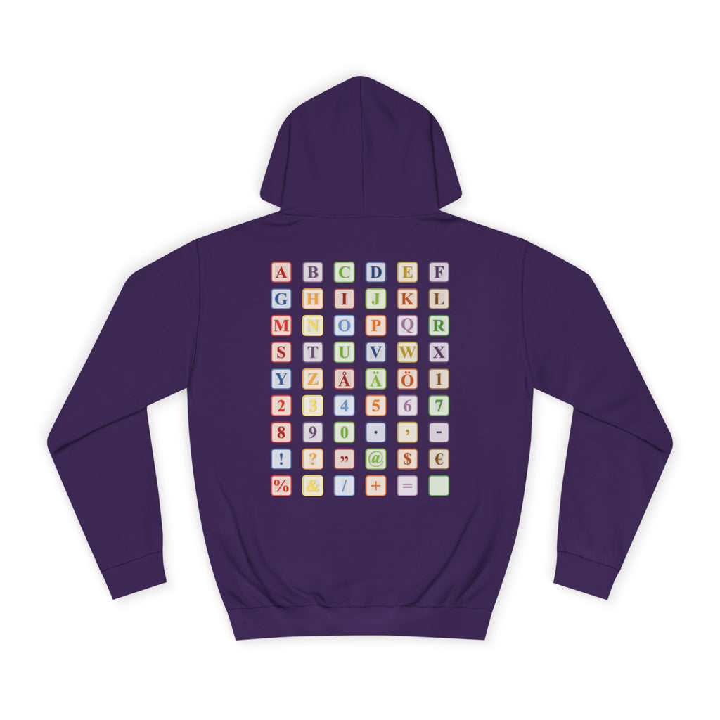 Alphabet Blocks Hoodie | Colorful Letter Grid, Back & Front Print