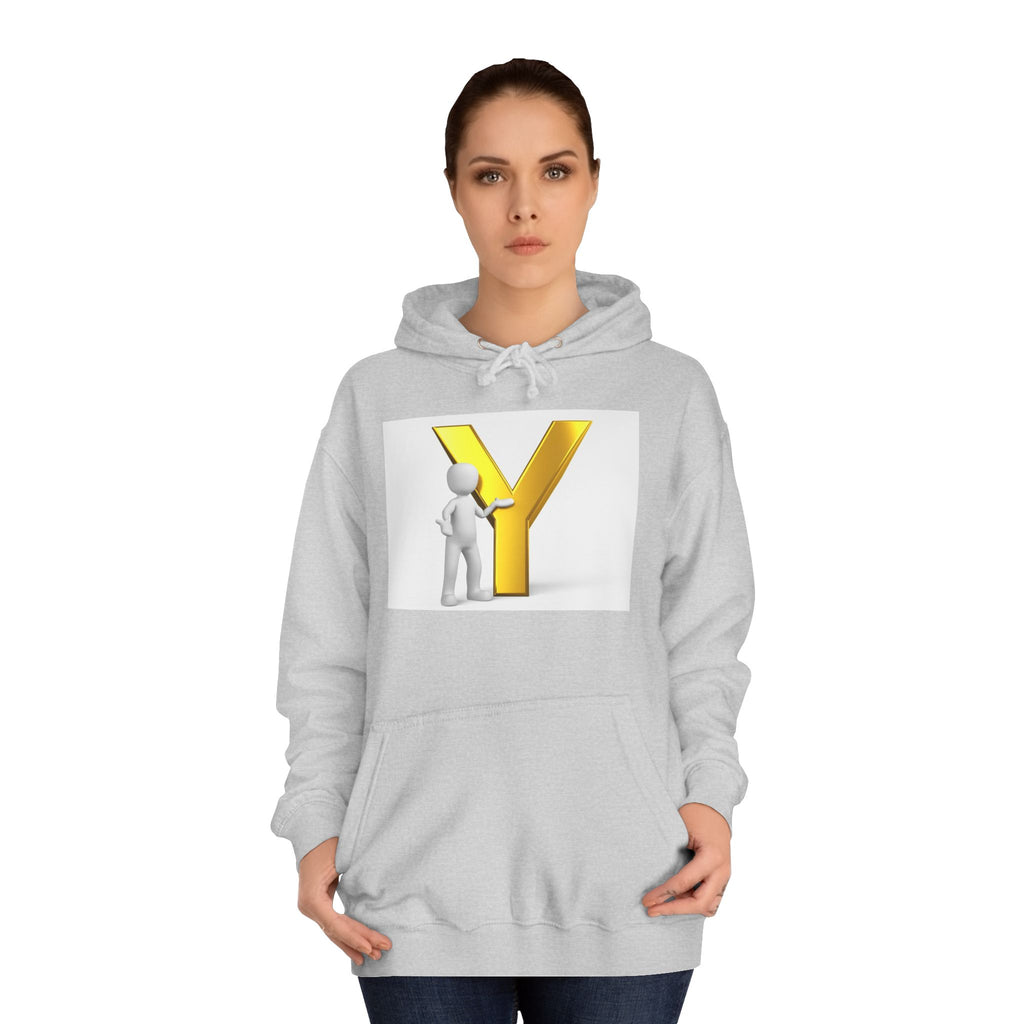 3D Gold Letter Y with Figure Hoodie | Initial Monogram Sweatshirt