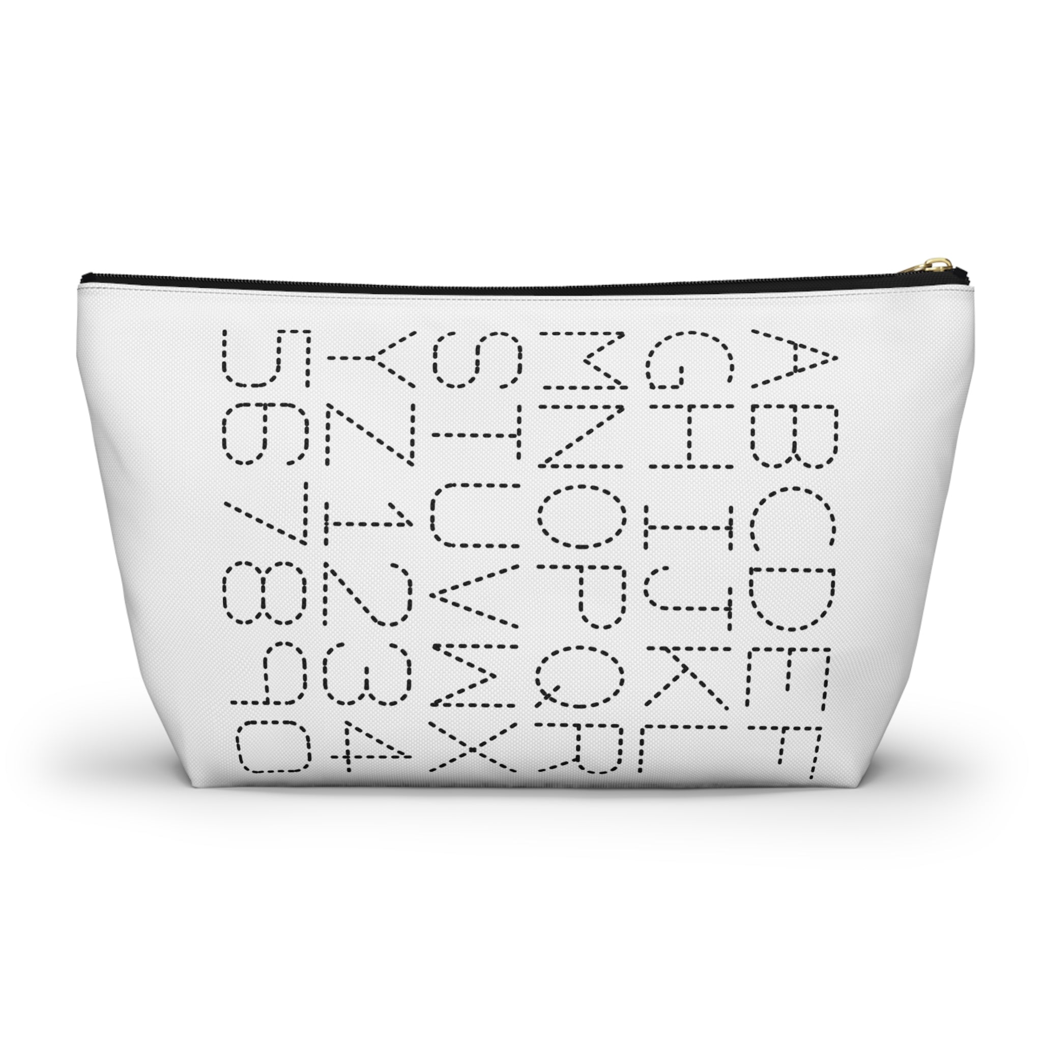 Dotted Alphabet & Numbers Accessory Pouch | T-Bottom Zip Bag