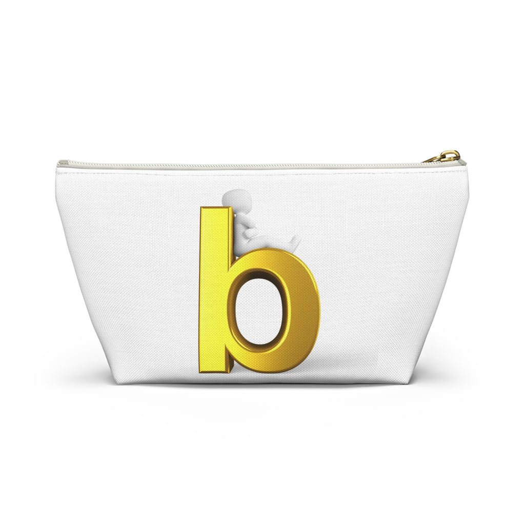 Gold Letter B Monogram Accessory Pouch | Initial Cosmetic Bag
