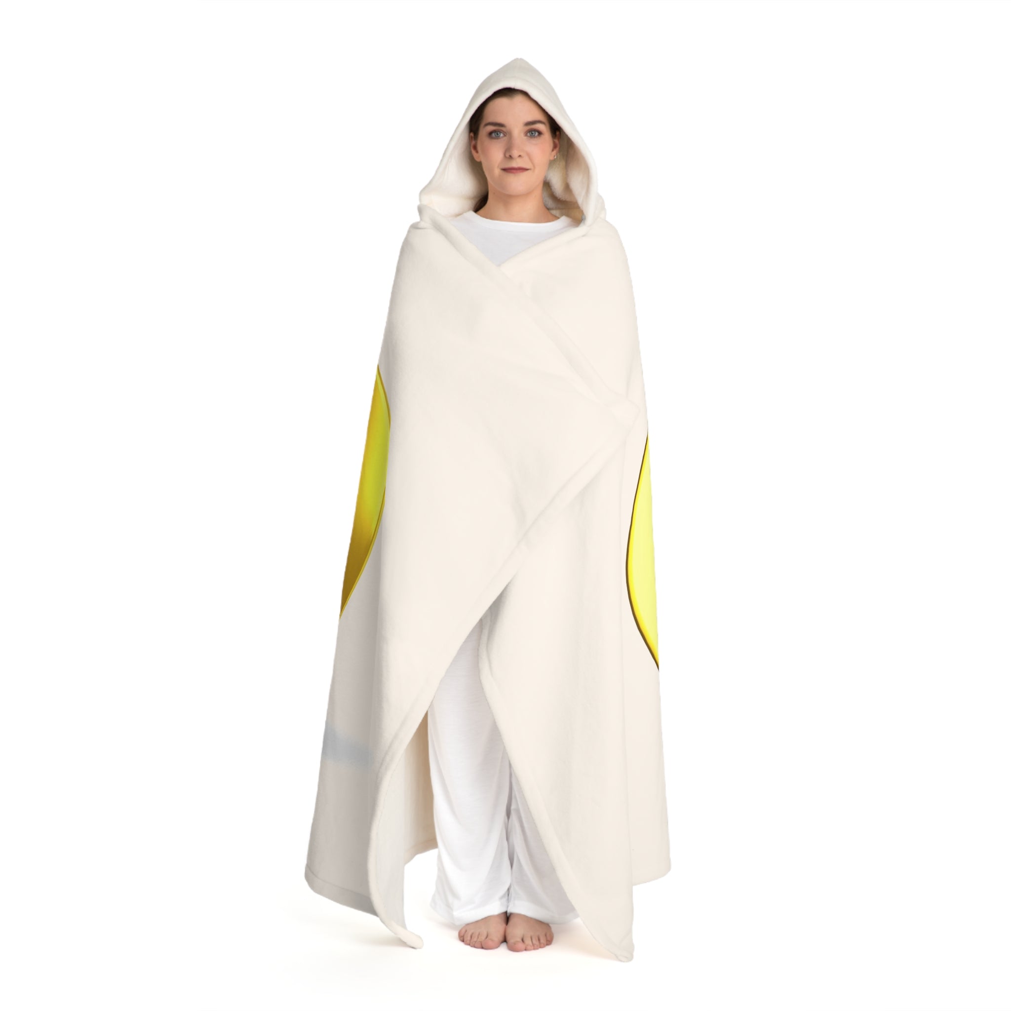 Cozy Hooded Sherpa Fleece Blanket | Gold Letter Ö With Figure