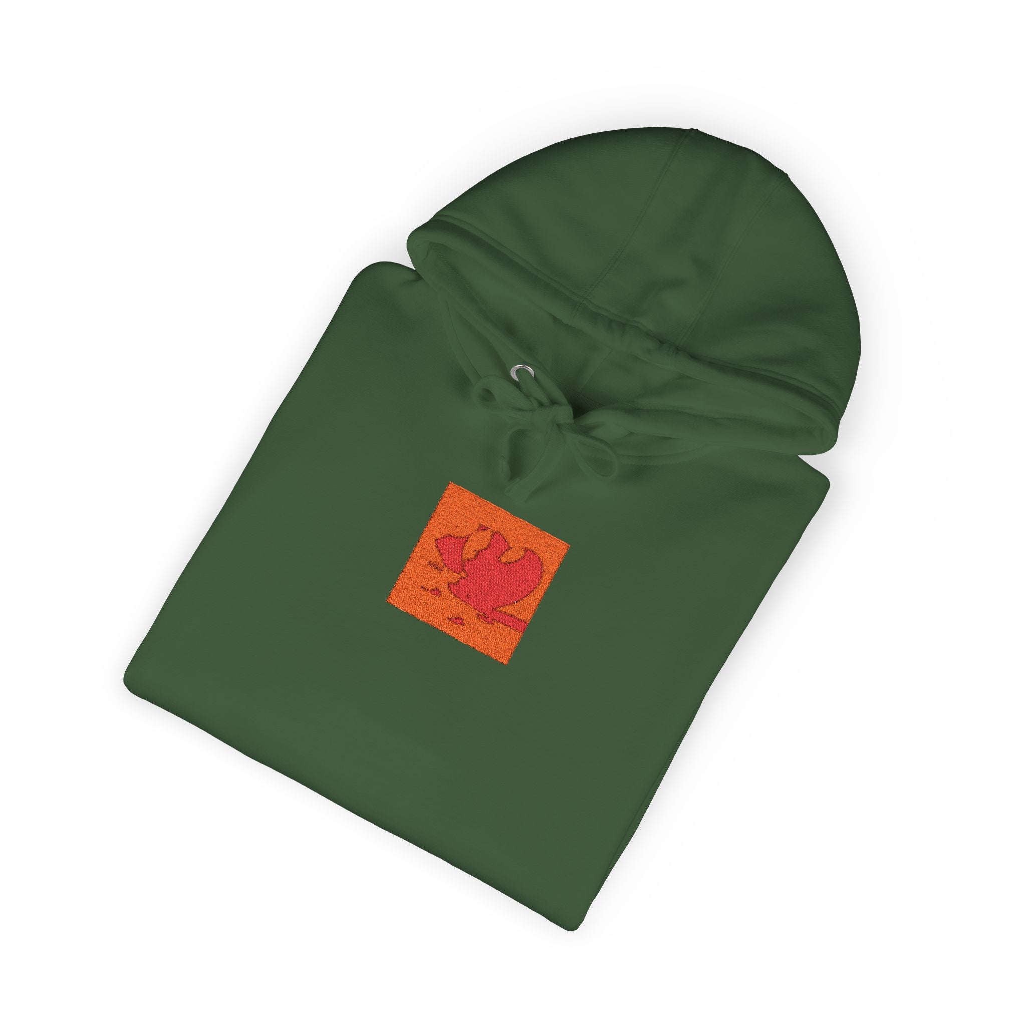 Orange Phoenix Pixel Art Hoodie | Square Chest & Sleeve Patch