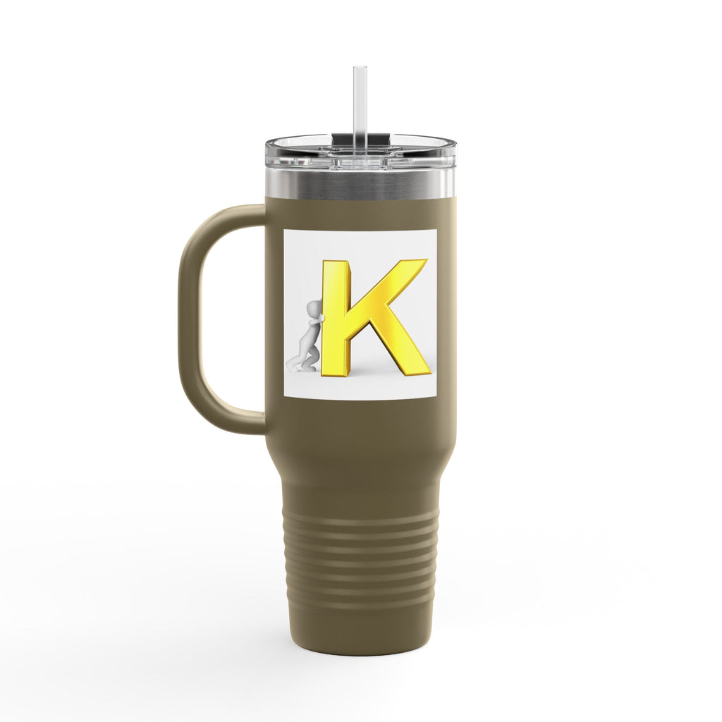 Yellow 3D Letter K monogram Insulated Travel Mug | 40oz