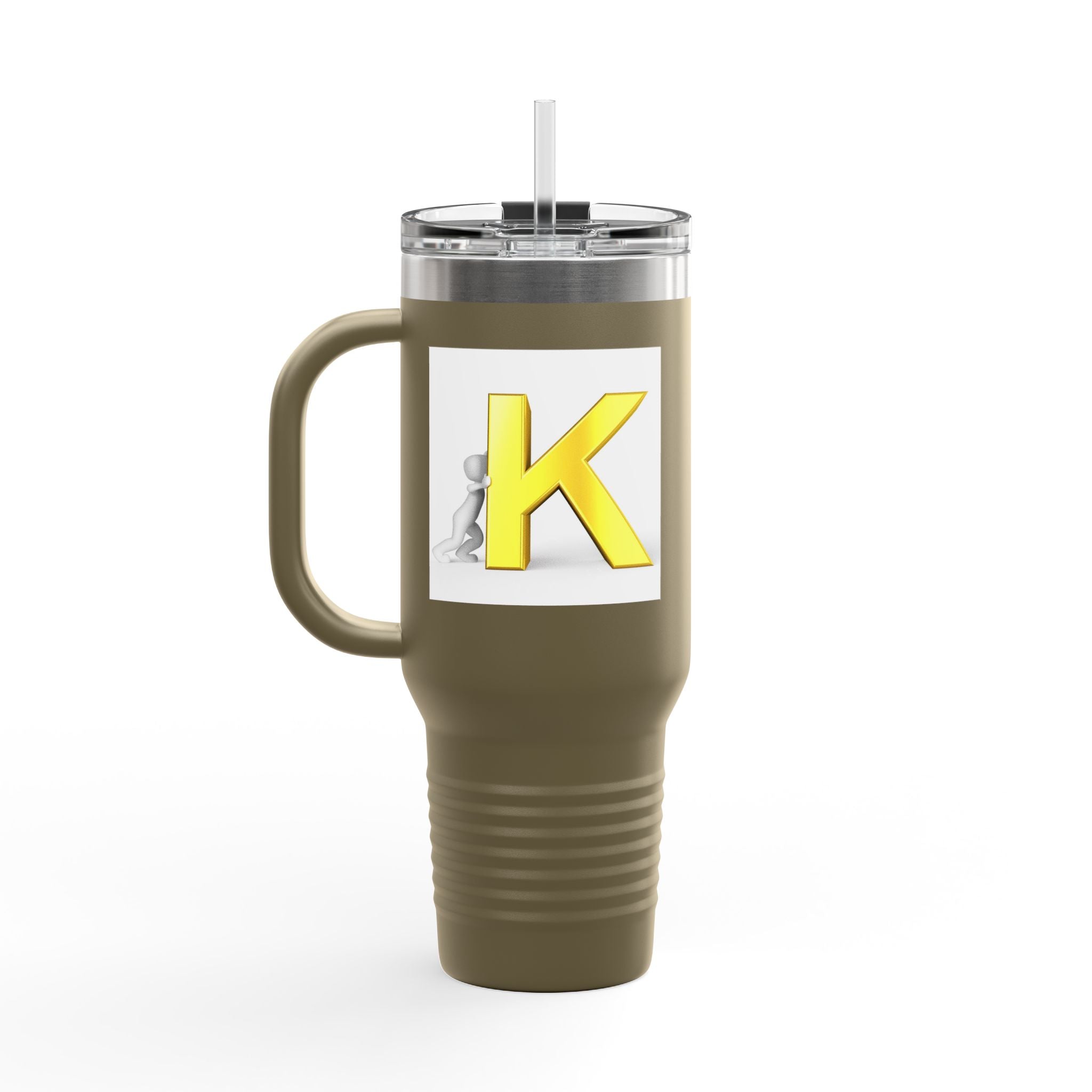Yellow 3D Letter K monogram Insulated Travel Mug | 40oz