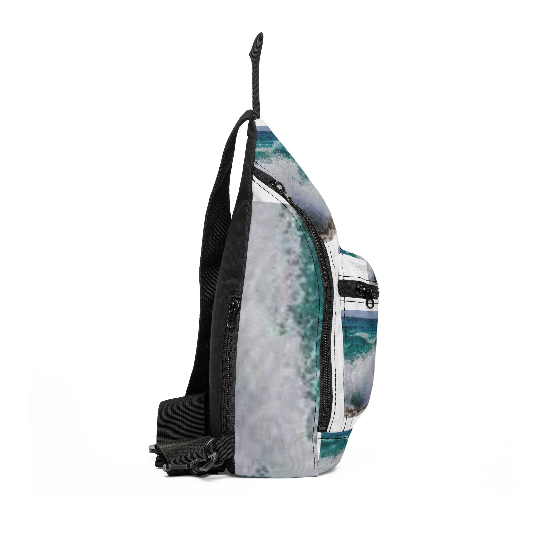 Ocean Wave Pattern Sling Bag | Beachy Watercolor Waves Crossbody