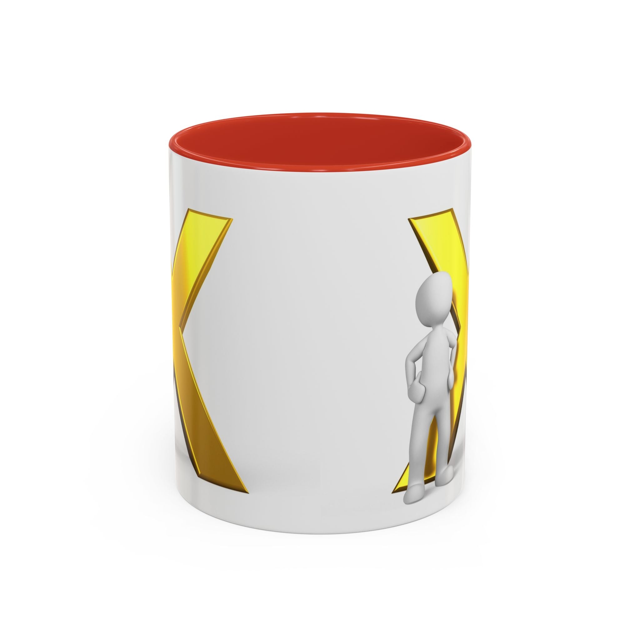 Mug à anse avec lettre X dorée et figurine 3D | Mug à café 11oz 15oz