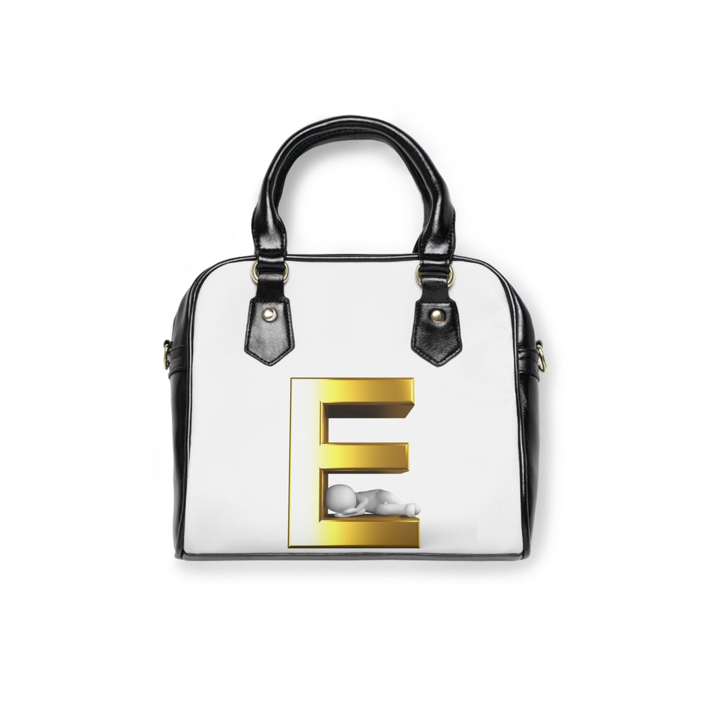 Gold Letter E Monogram Shoulder Handbag | Metallic Initial Purse